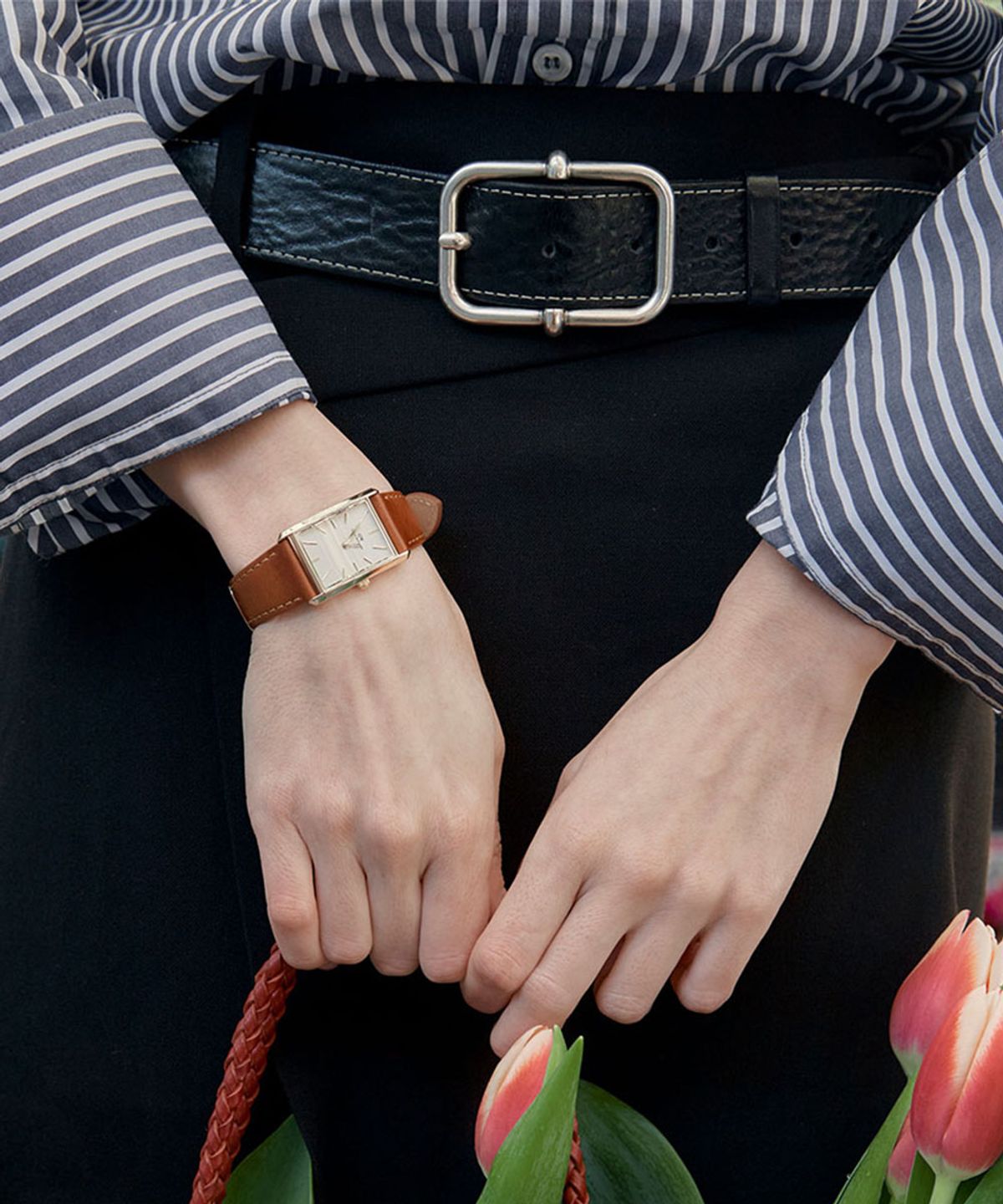 다니엘 웰링턴(DANIEL WELLINGTON) BOUND DURHAM 스퀘어 다이얼 빈티지 브라운 가죽시계