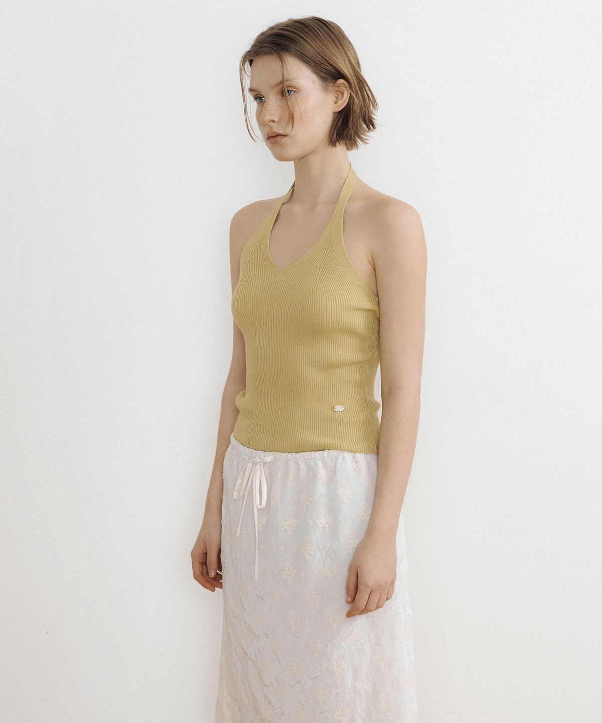 루시르주(LUCIR ZU) Airy Halter Knit Top (green)