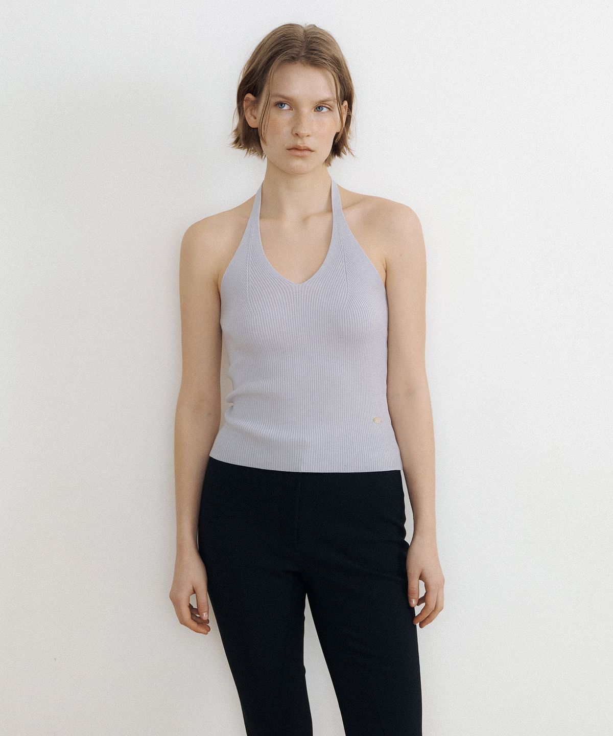 루시르주(LUCIR ZU) Airy Halter Knit Top (gray)