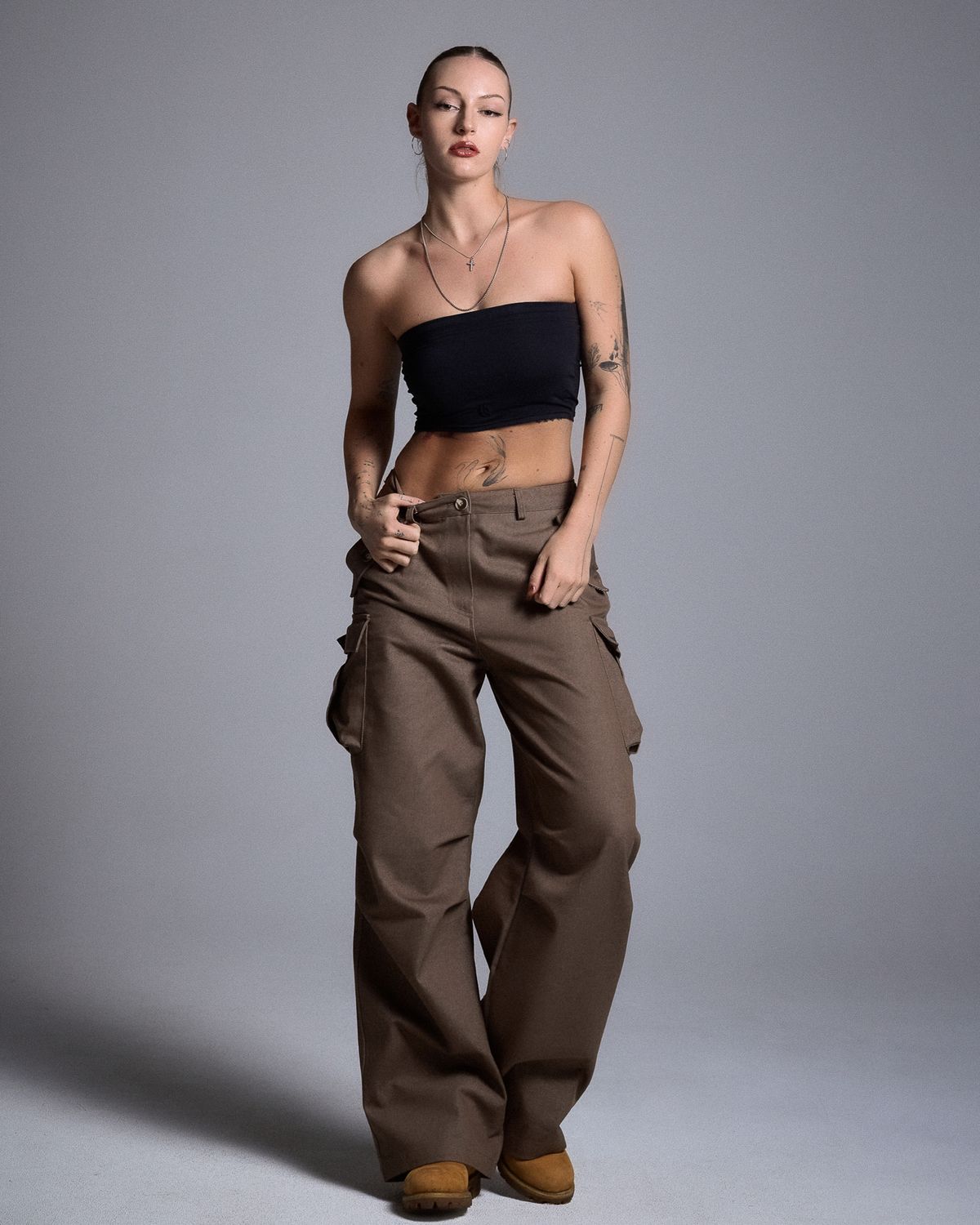쿨시스(COOLSIS) CS CARGO WIDE JEANS-057 (BROWN)