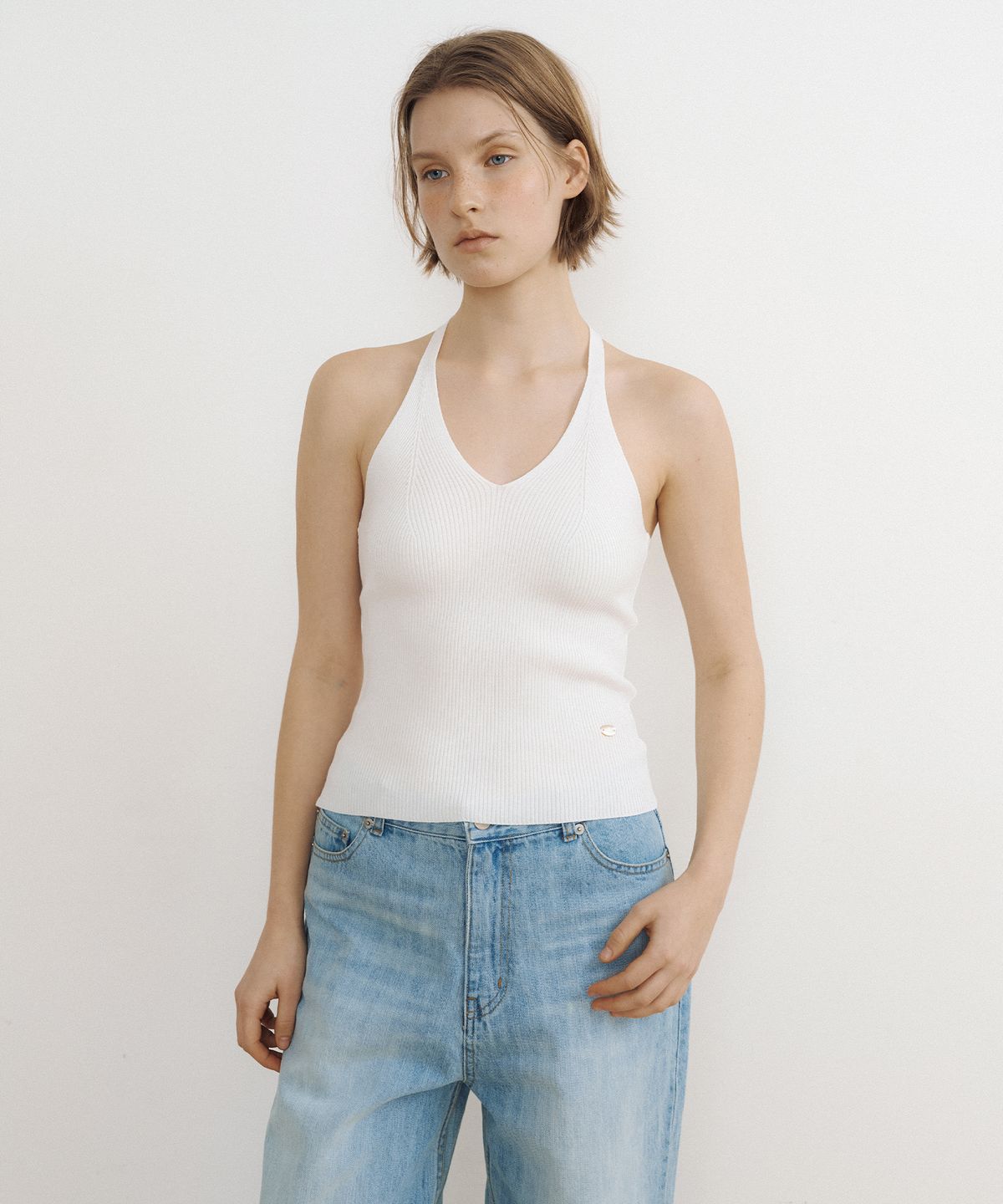 루시르주(LUCIR ZU) Airy Halter Knit Top (ivory)