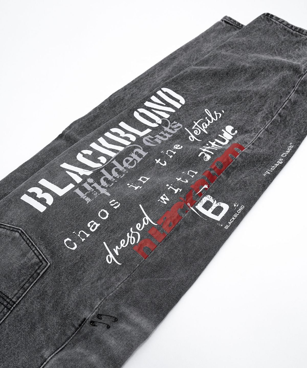 블랙블론드(BLACKBLOND) 비비디 빈티지 클래쉬 데님 팬츠 (빈티지 블랙)