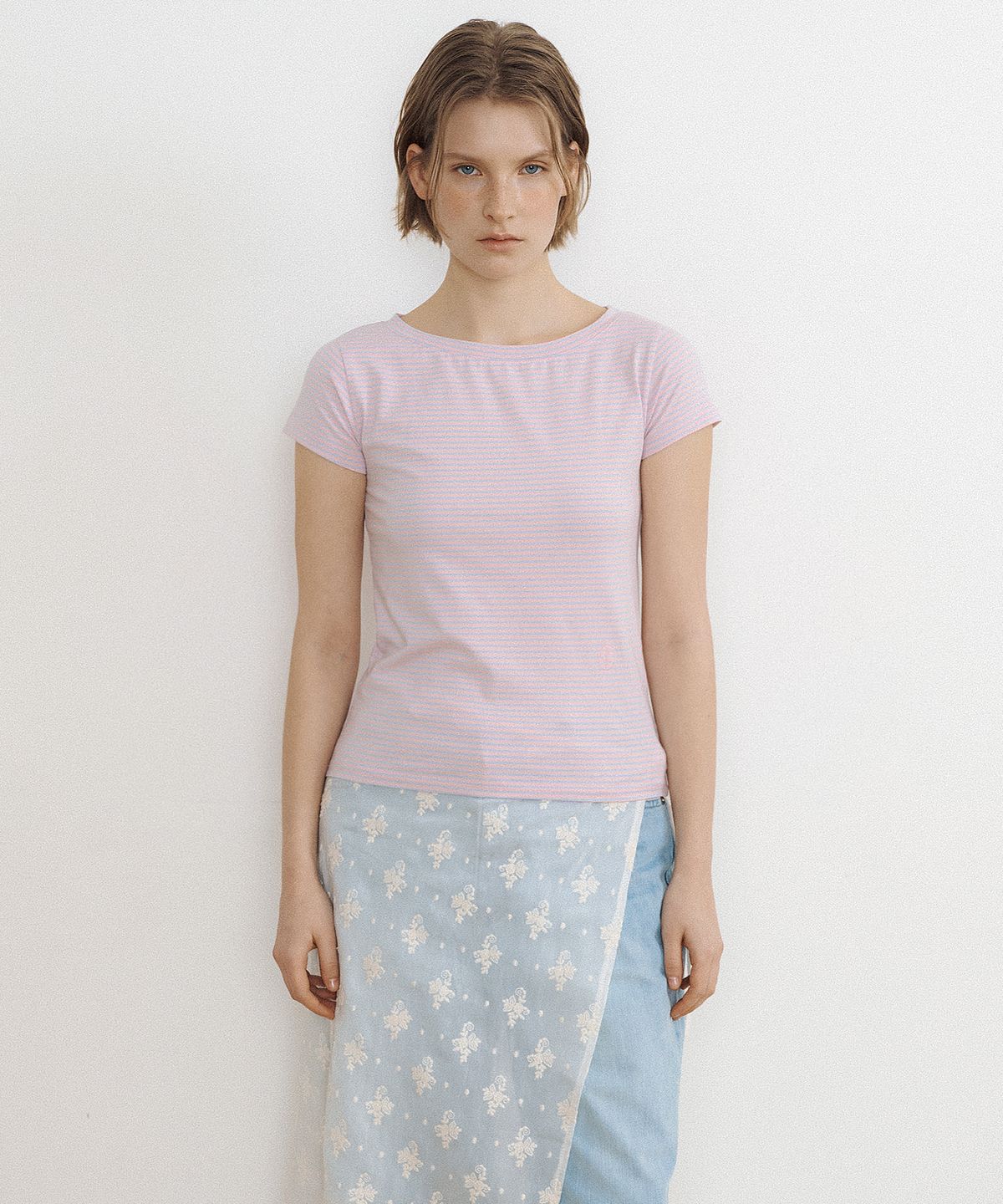 루시르주(LUCIR ZU) Stripe Baby Tee (pink)