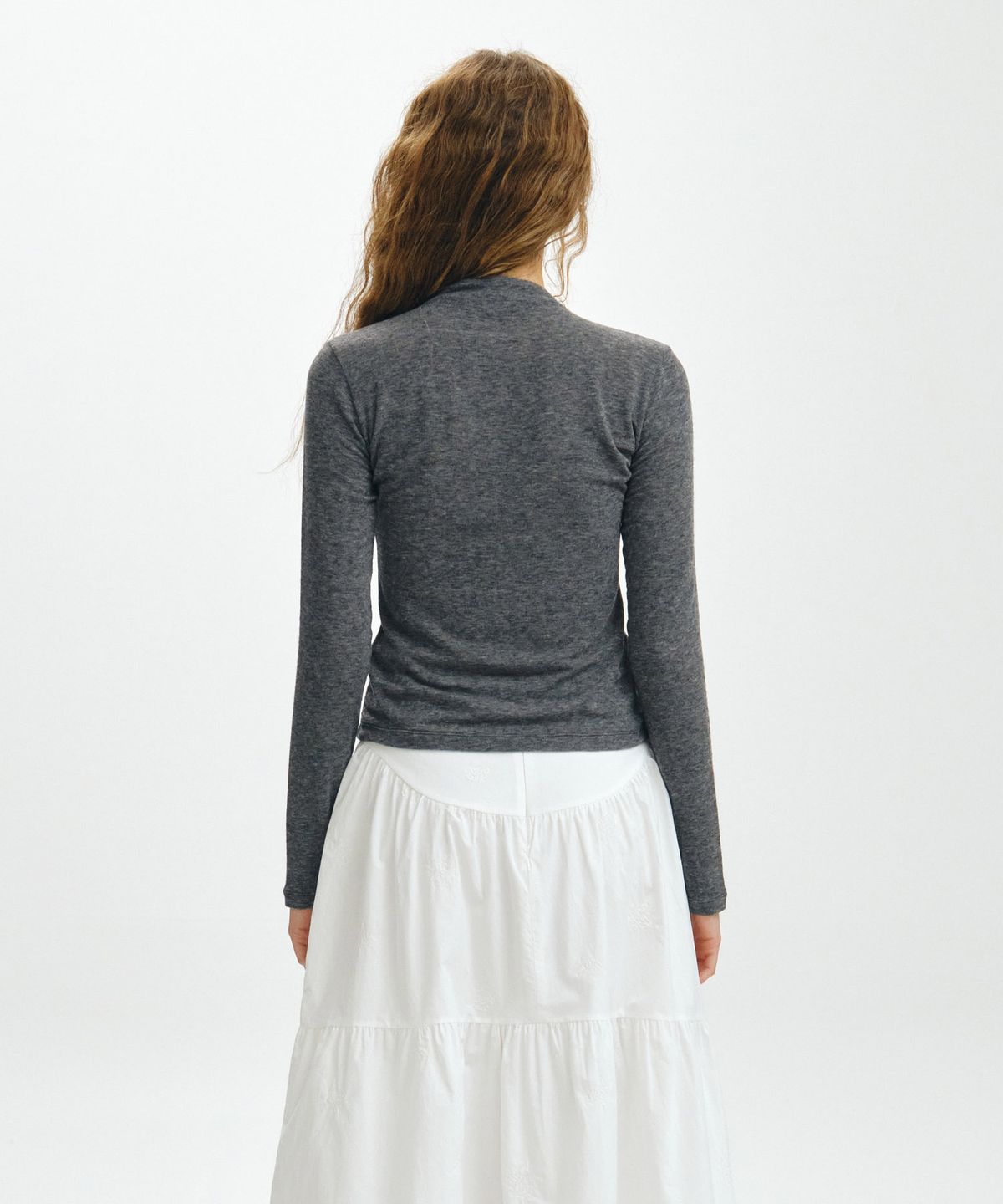 마이스(MAIS) WOOL TENCEL HALF NECK TEE / GRAY