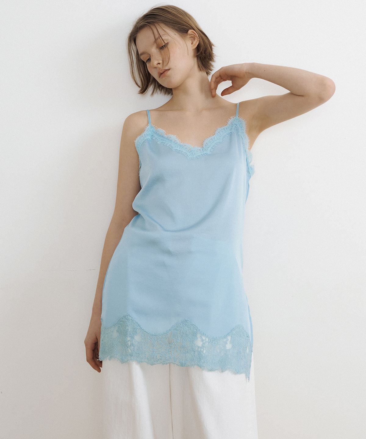 루시르주(LUCIR ZU) Delicate Satin Lace Bustier (soft aqua)