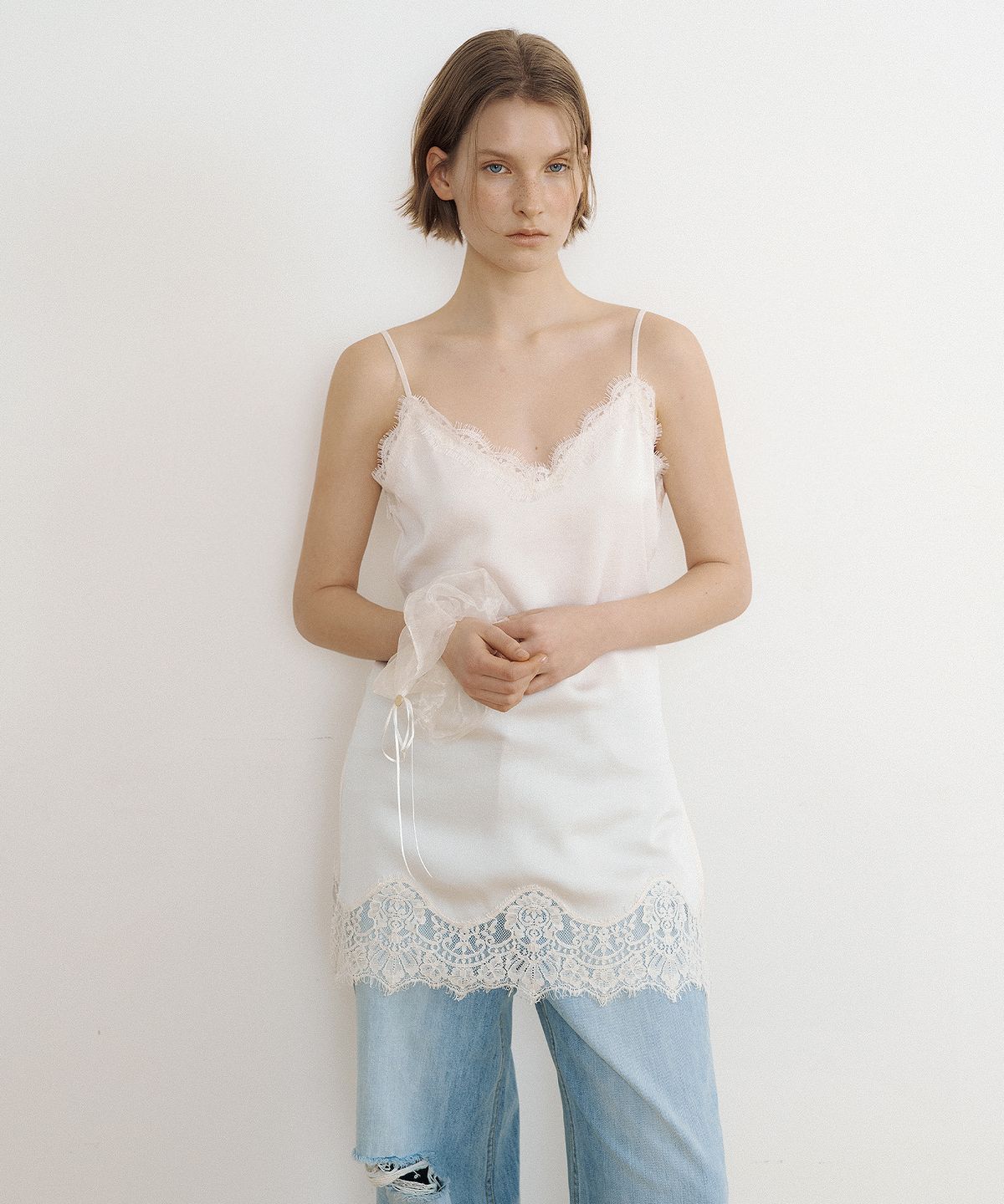 루시르주(LUCIR ZU) Delicate Satin Lace Bustier (cream)