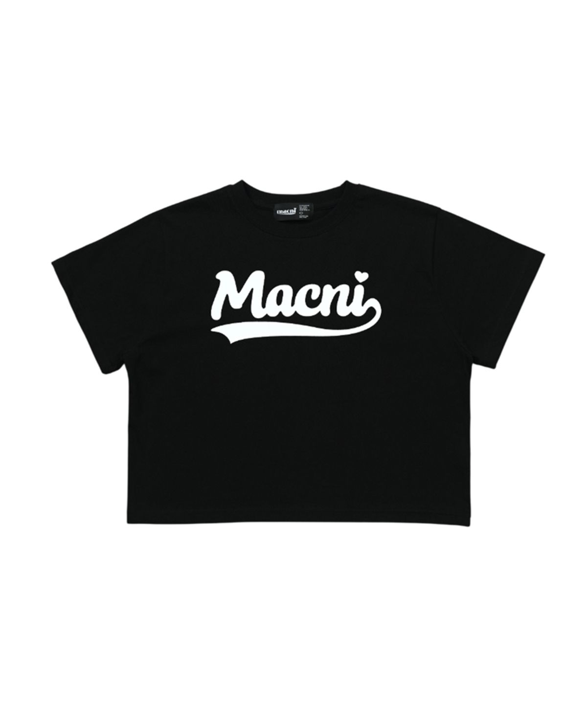 마크니(MACNI) RETRO LOGO CROP T-SHIRT BLACK