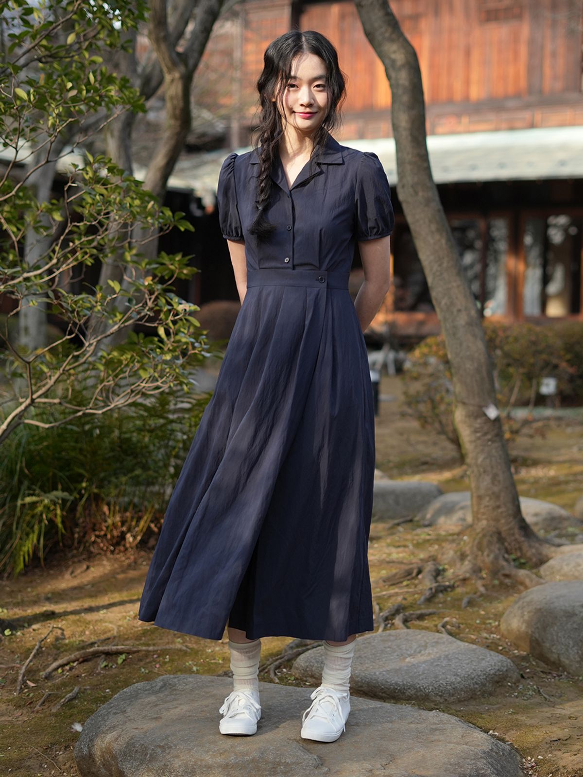 랭앤루(LANGNLU) JADE Shirt Dress(제이드)_NAVY