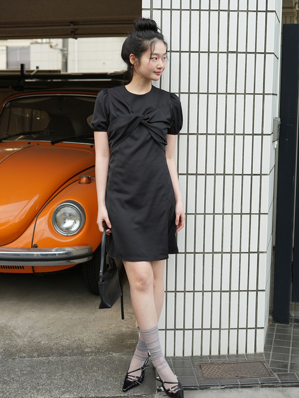 랭앤루(LANGNLU) ROSELLE Twist Mini Dress(로젤)_BLACK
