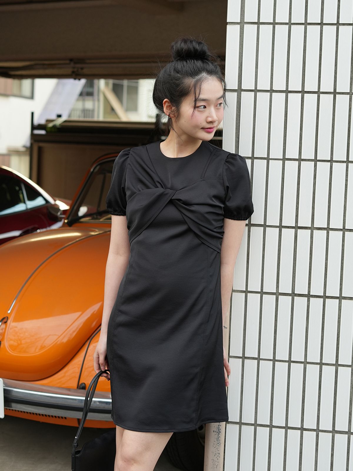 랭앤루(LANGNLU) ROSELLE Twist Mini Dress(로젤)_BLACK