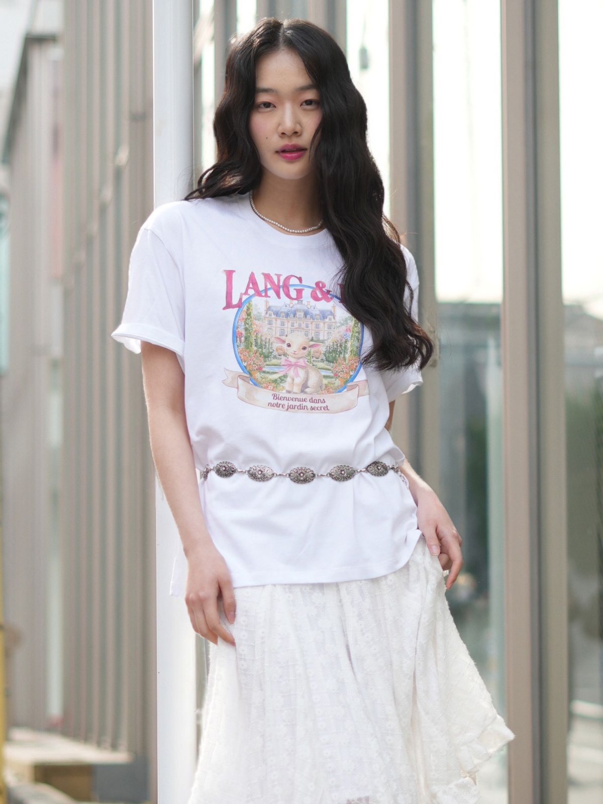랭앤루(LANGNLU) DEAR LAMB Overfit T-Shirts(디어 램)_WHITE