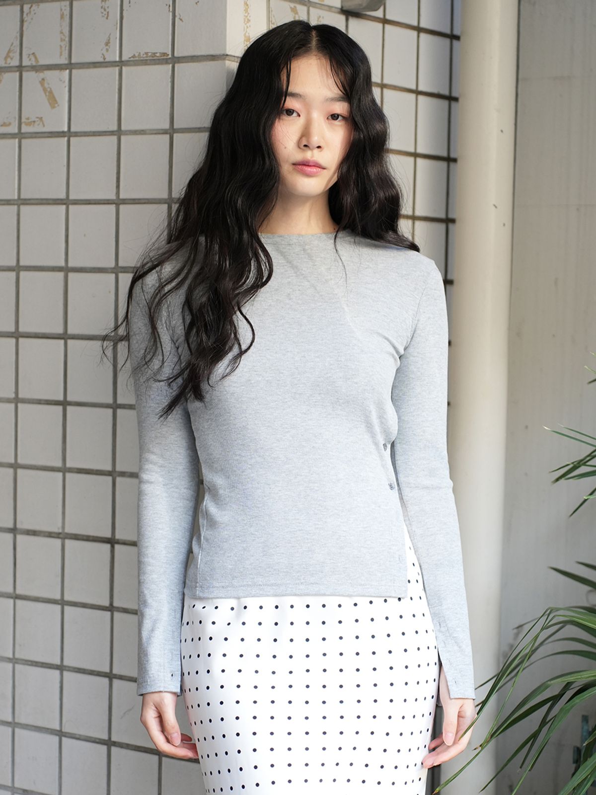 랭앤루(LANGNLU) MODIN Button Top(모딘)_GREY