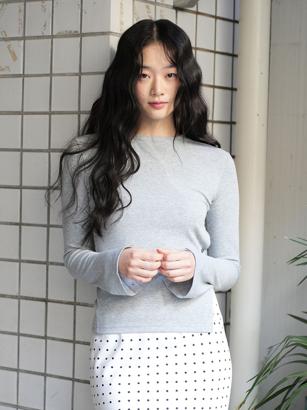 랭앤루(LANGNLU) MODIN Button Top(모딘)_GREY