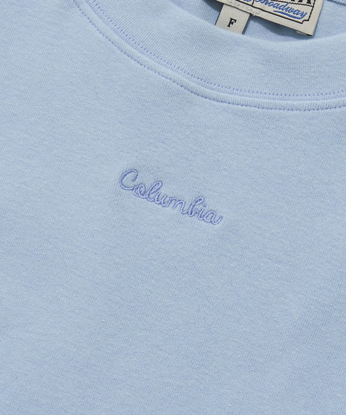 컬럼비아 유니버시티(COLUMBIA UNIVERSITY) TINY SCRIPT LOGO WOMEN SLIM-FIT S/S T-SHIRTS_LIGHT BLUE
