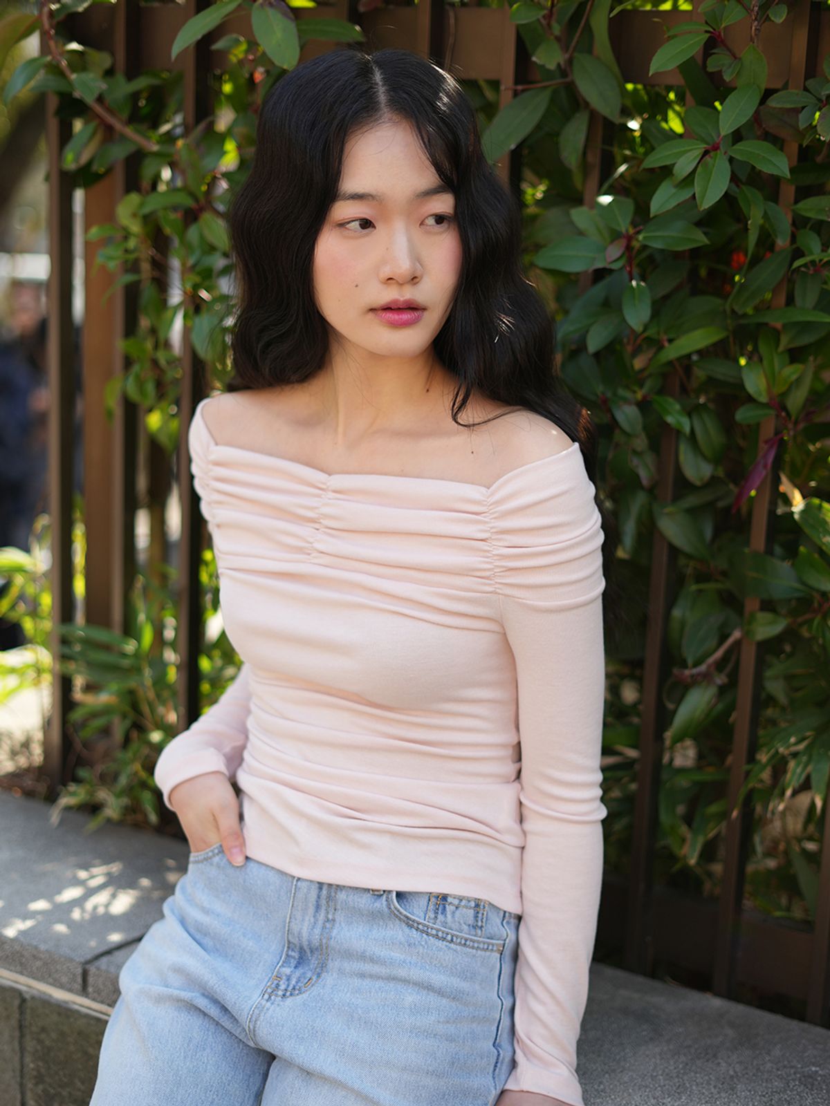 랭앤루(LANGNLU) BONITA Shirring Top(보니타)_PINK