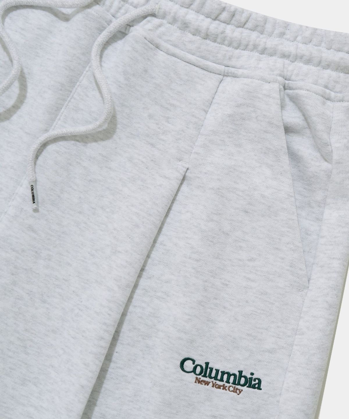 컬럼비아 유니버시티(COLUMBIA UNIVERSITY) NYC EMB PINTUCK TERRY SWEAT SHORTS PANTS_LIGHT MELANGE GRAY