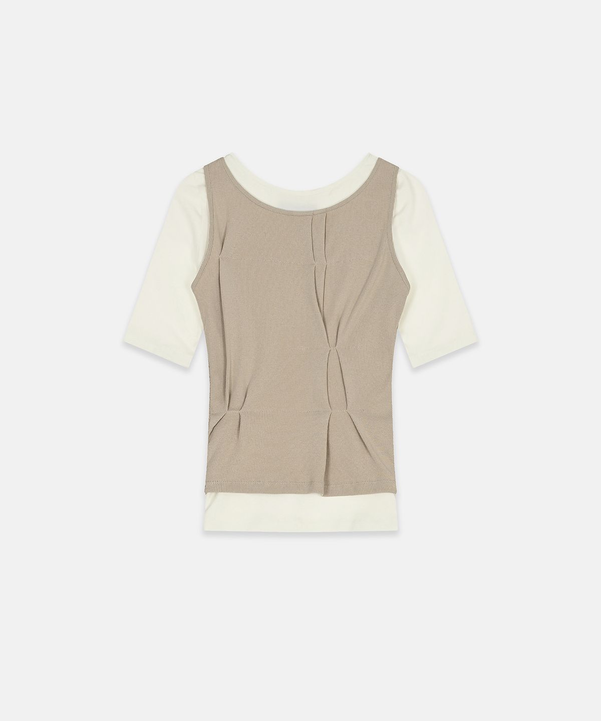 나체(NACHE) FOLDED LAYERED T-SHIRT IVORY