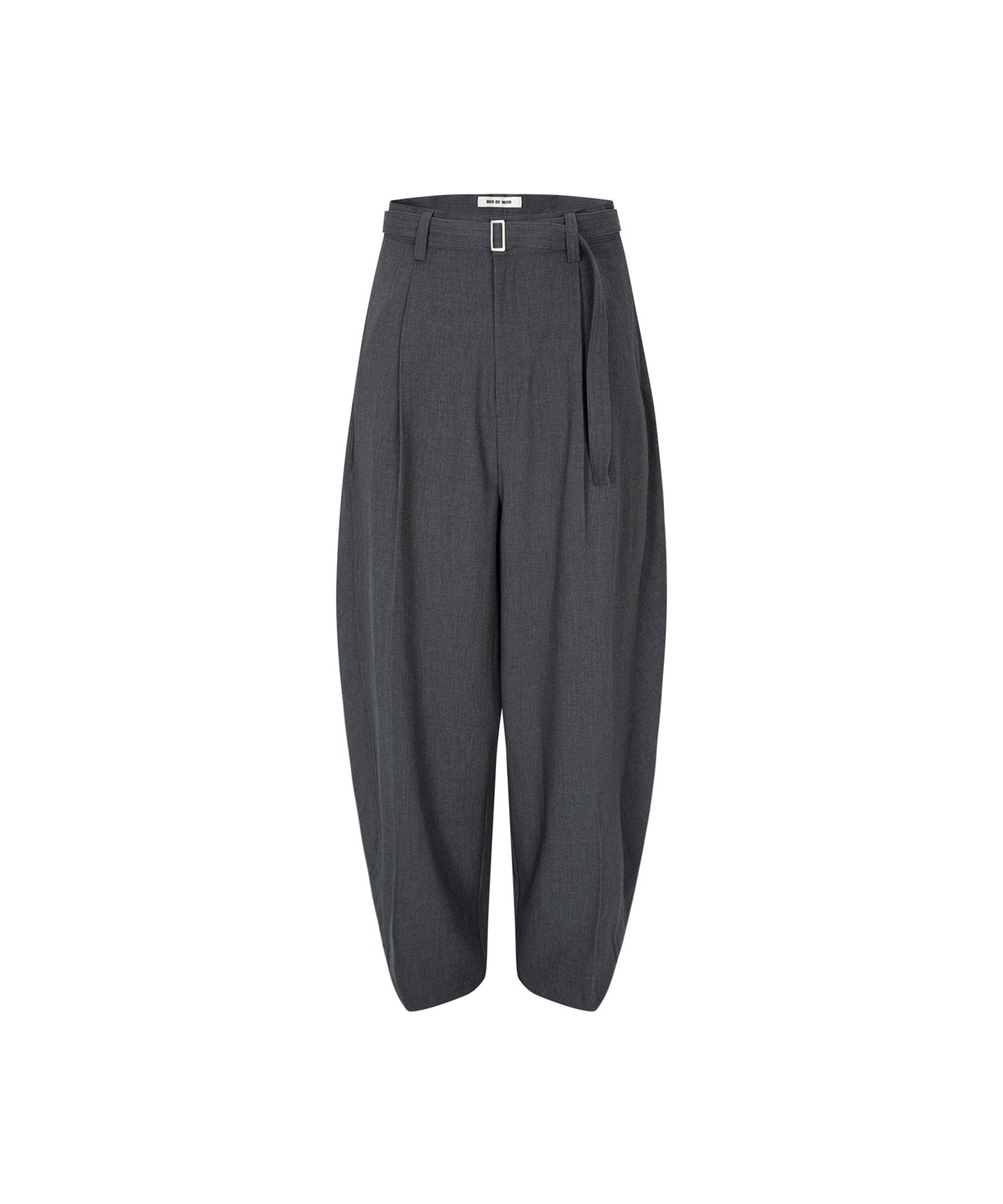 MUSINSA | BER DE NOIR Pleated Wool Belt Curve Slacks (Charcoal)