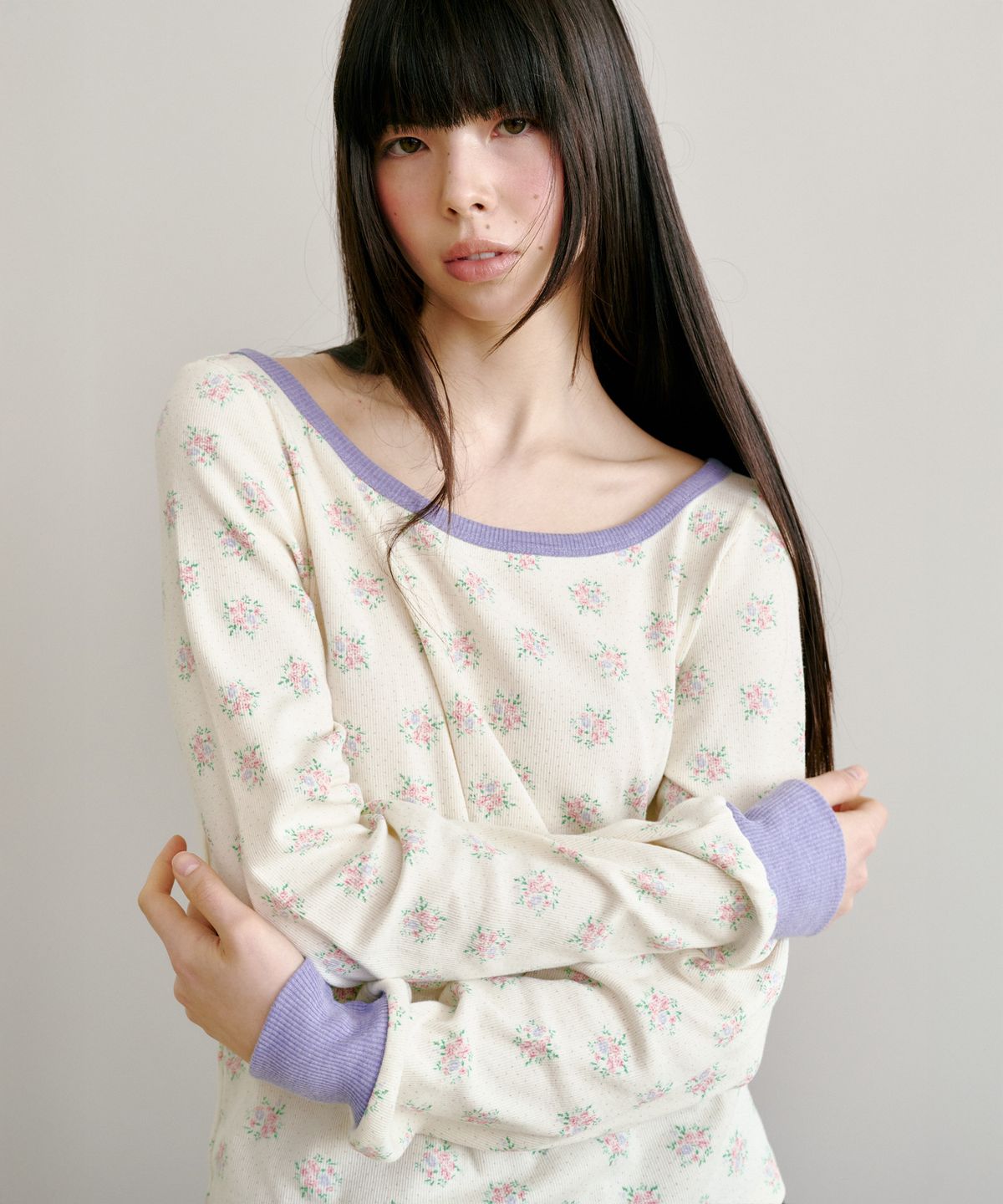 펀프롬펀(FUNFROMFUN) Bouquet Boatneck Tee, Cream