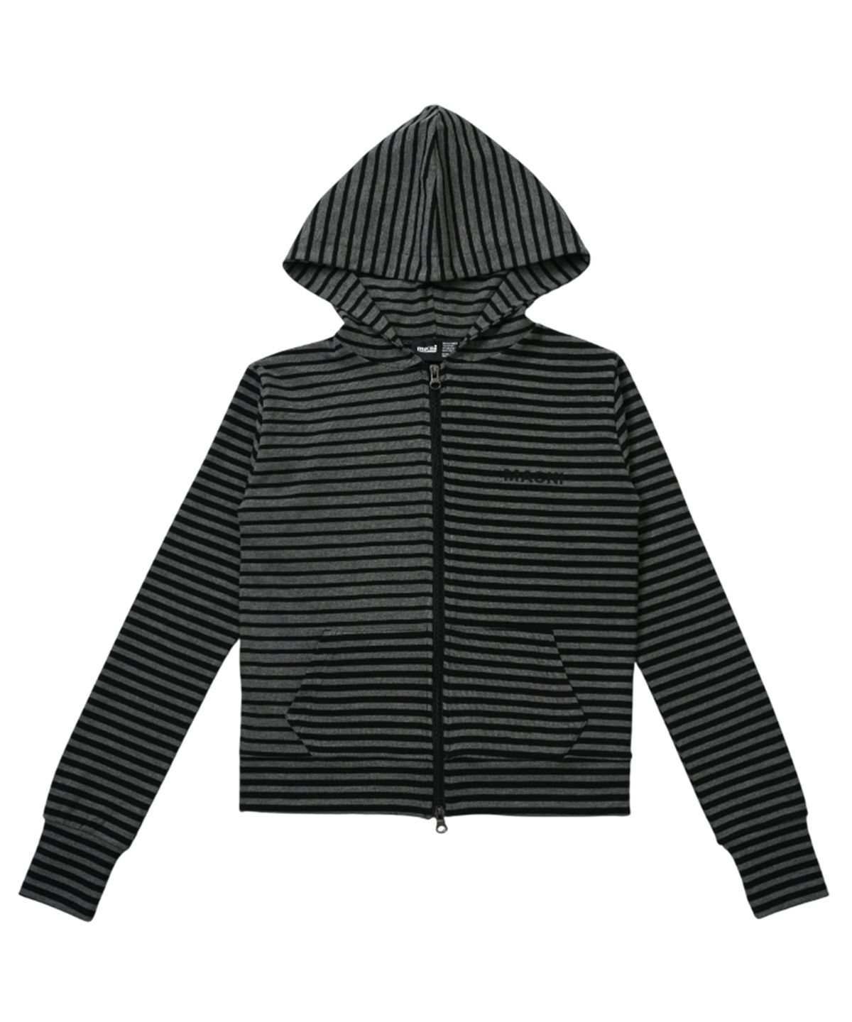 마크니(MACNI) ODD STRIPE ZIP UP HOODIE CHARCOAL
