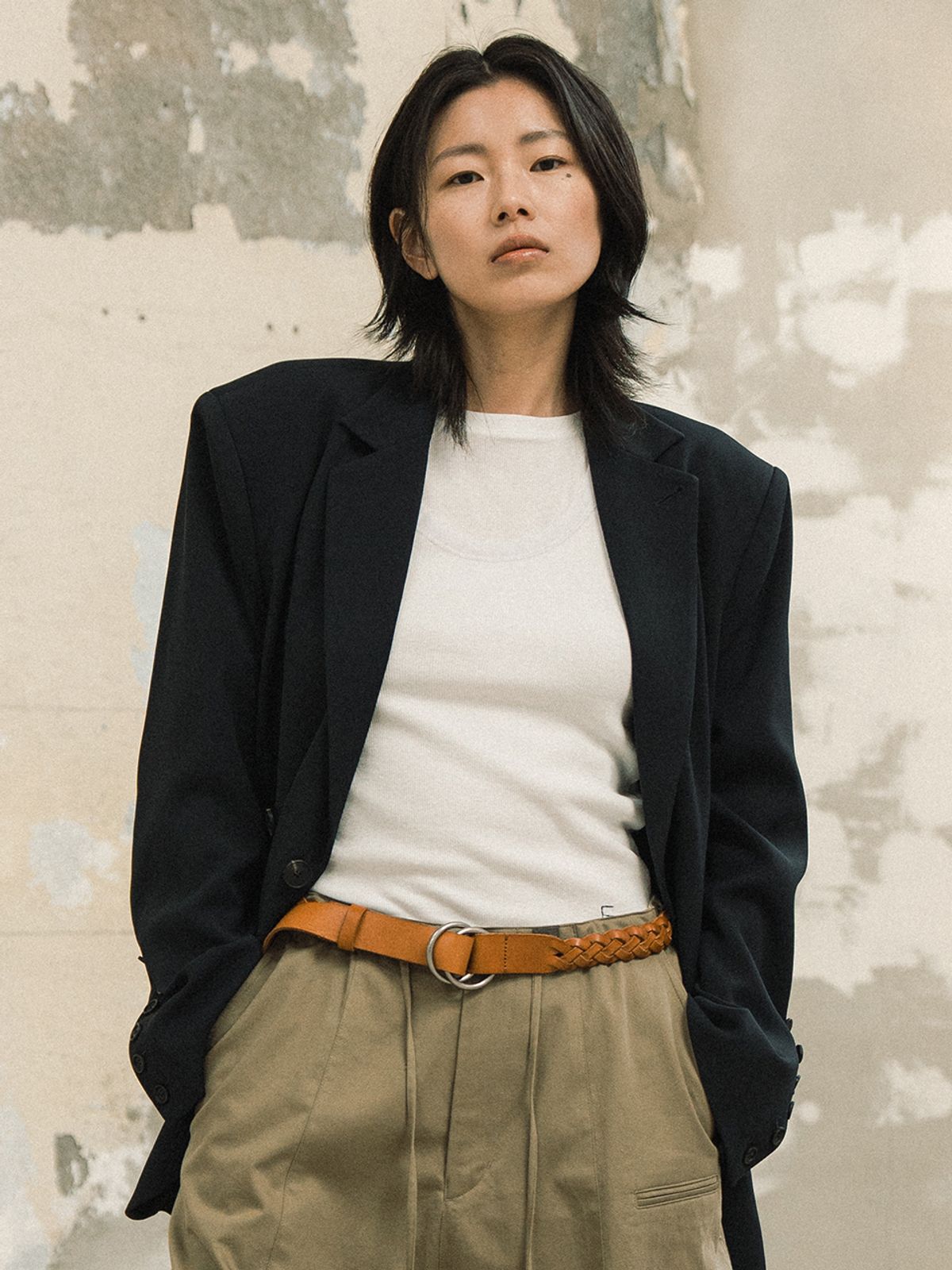 에데닉(EDENIK) 오버핏 싱글 자켓_다크네이비