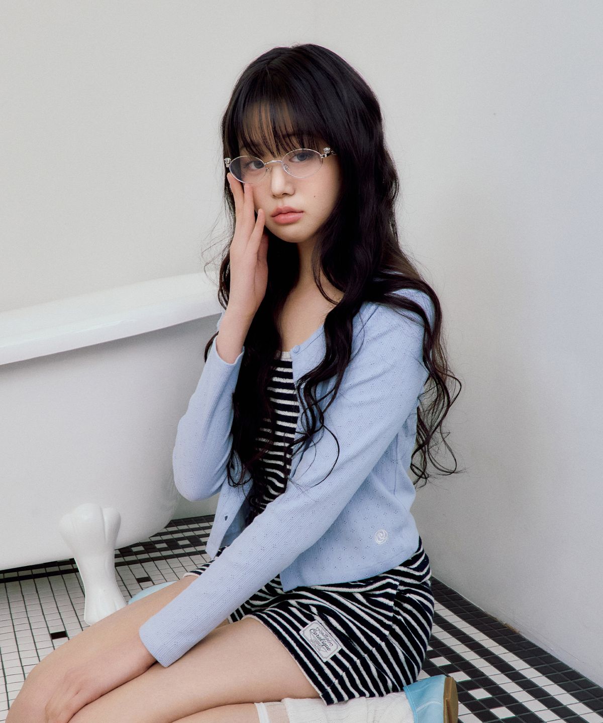 코랄리크(CORALIQUE) 릴렉스 포인텔 가디건 라이트블루