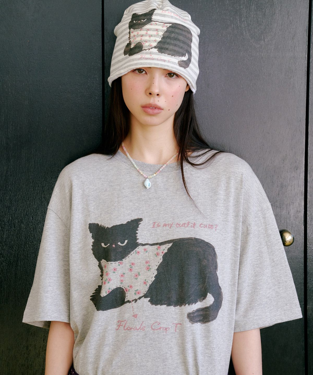 펀프롬펀(FUNFROMFUN) Nero Cat Half Tee, Melange Grey