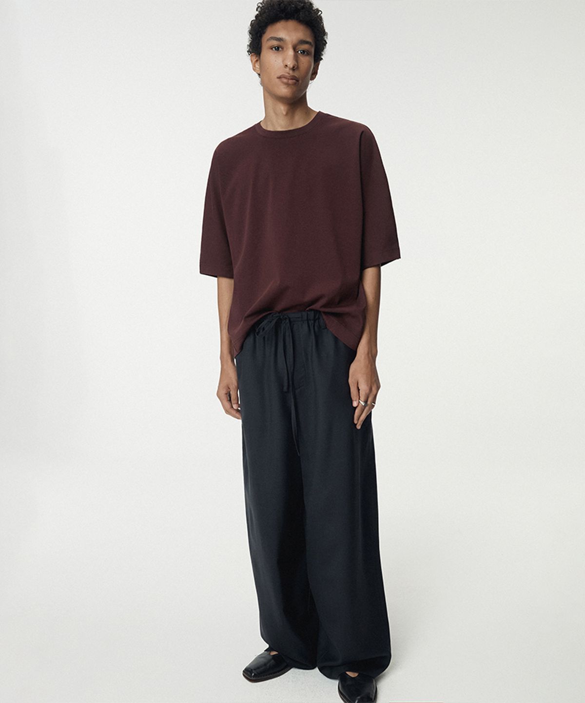 우마뭉(UMARMUNG) Dolman Sleeve Oversized T Shirts_Burgundy