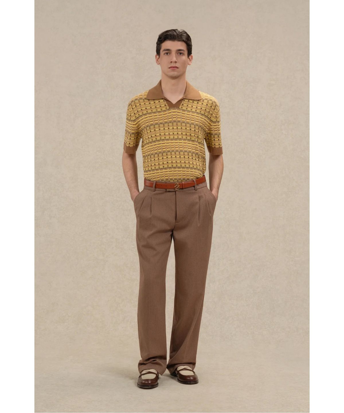 드롤드무슈(DROLE DE MONSIEUR) 쿠지 스트라이프 니트 폴로 Polo Maille Coogie D0WPM26204YEX