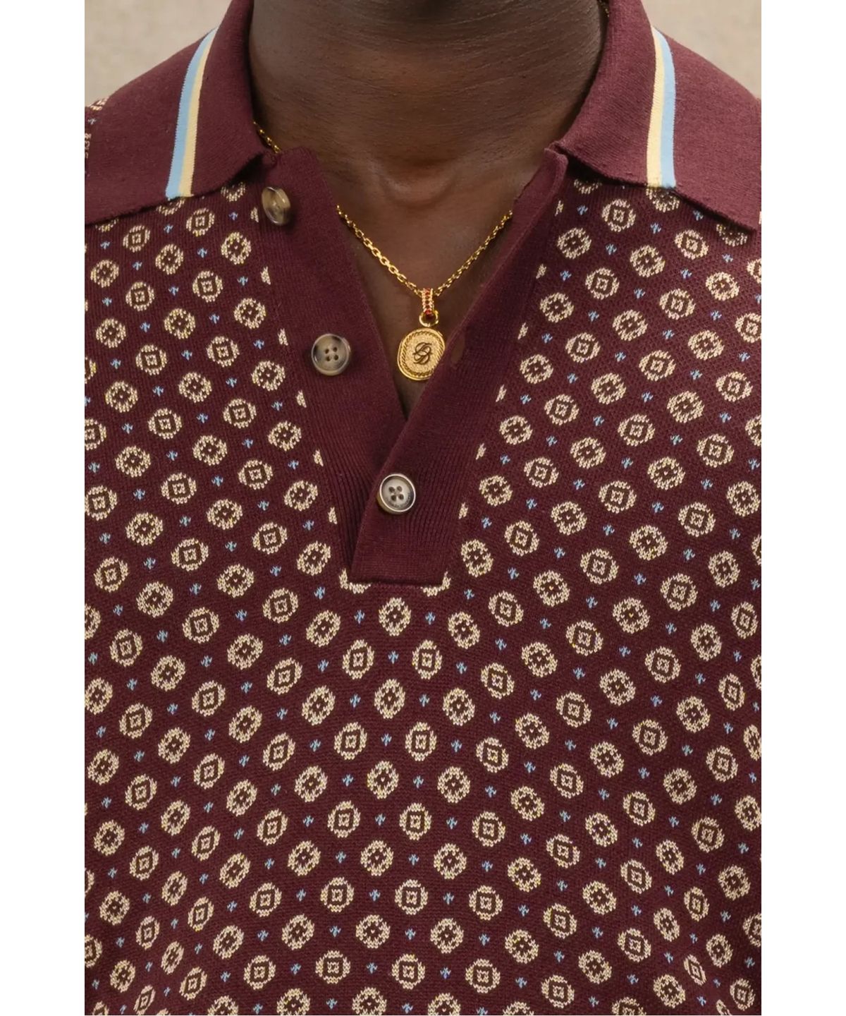 드롤드무슈(DROLE DE MONSIEUR) 크라바트 자카드 니트 폴로 Polo Maille Jacquard Cravate D0WPM26205RED