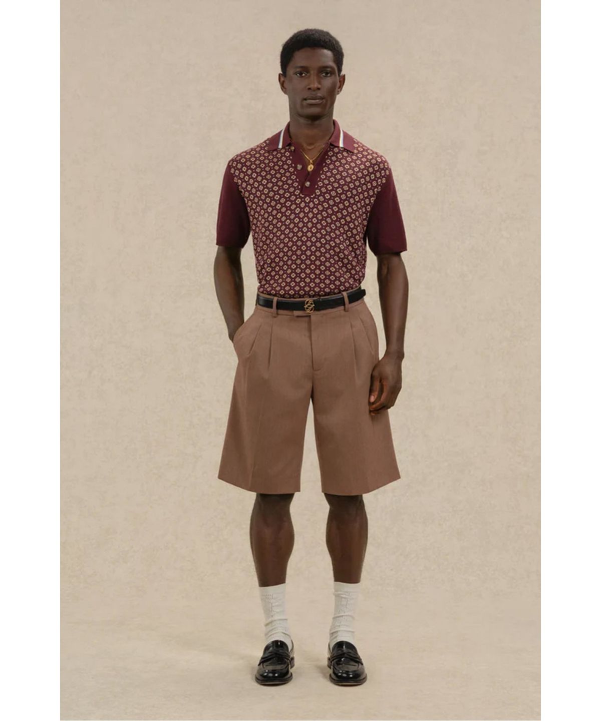 드롤드무슈(DROLE DE MONSIEUR) 크라바트 자카드 니트 폴로 Polo Maille Jacquard Cravate D0WPM26205RED