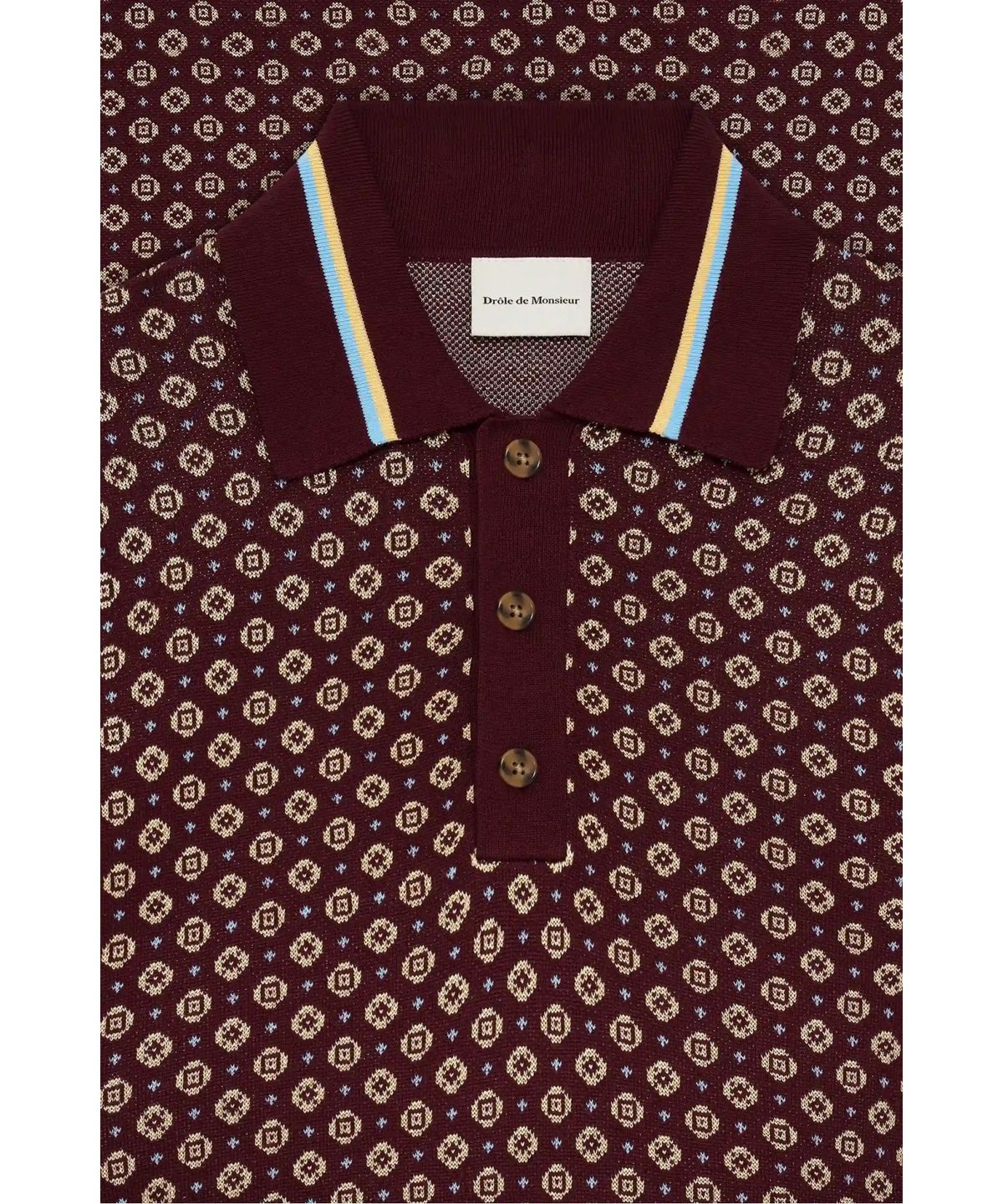 드롤드무슈(DROLE DE MONSIEUR) 크라바트 자카드 니트 폴로 Polo Maille Jacquard Cravate D0WPM26205RED