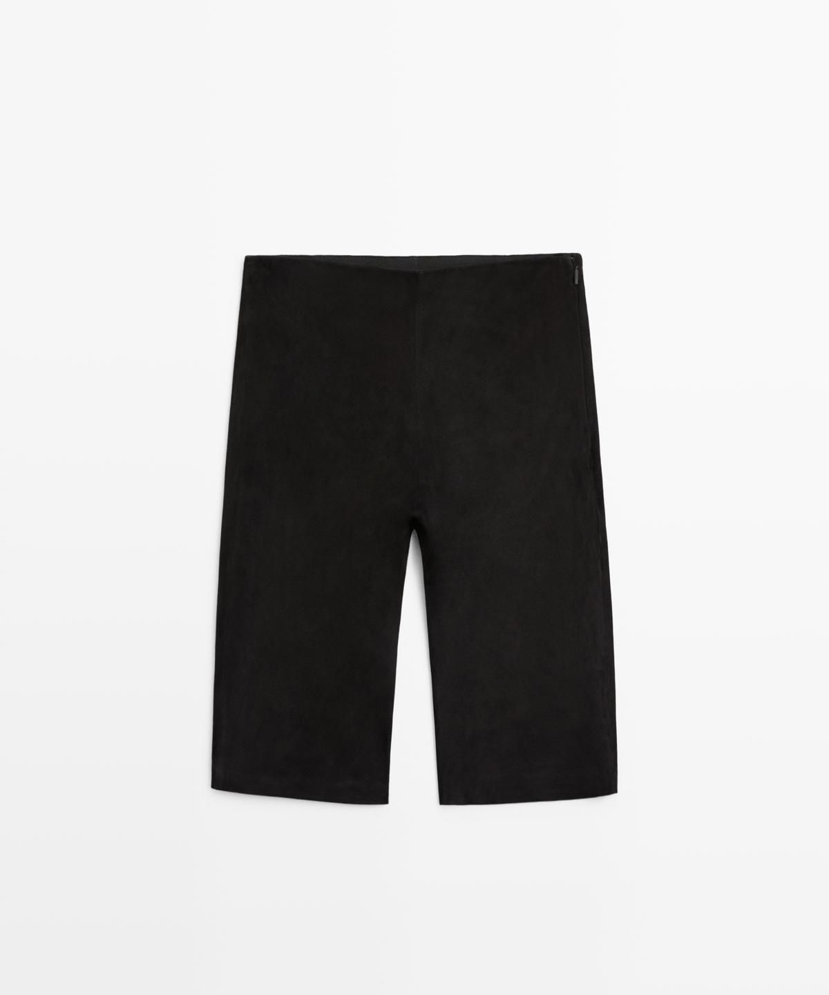 마시모두띠(MASSIMO DUTTI) 스웨이드 가죽 바이커 팬츠