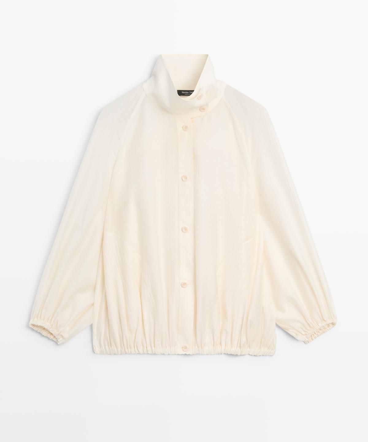마시모두띠(MASSIMO DUTTI) 퍼프 디테일 플루이드 오버셔츠