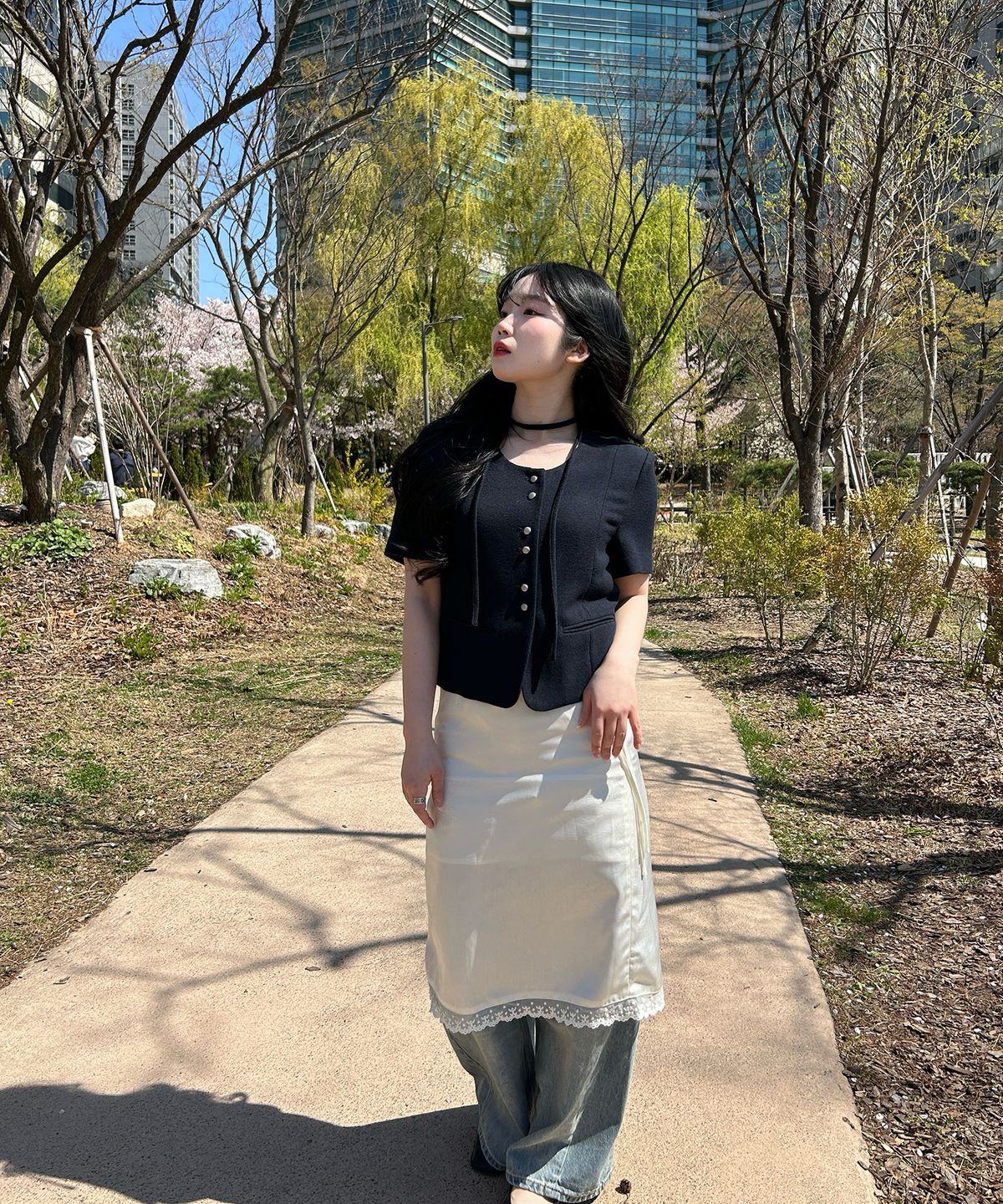 미쏘(MIXXO) 사틴 미디 스커트_MIWWHG426G