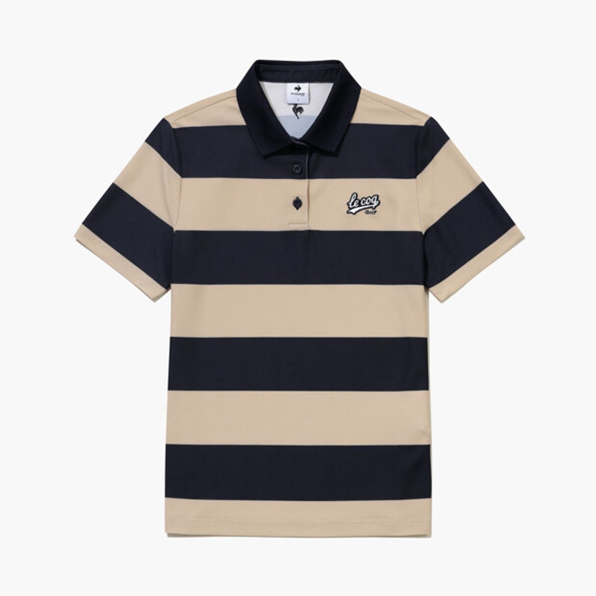 르꼬끄 골프(LECOQ GOLF) 여성 스트라이프 카라 반팔 티셔츠 _BEGE GR122LTS34