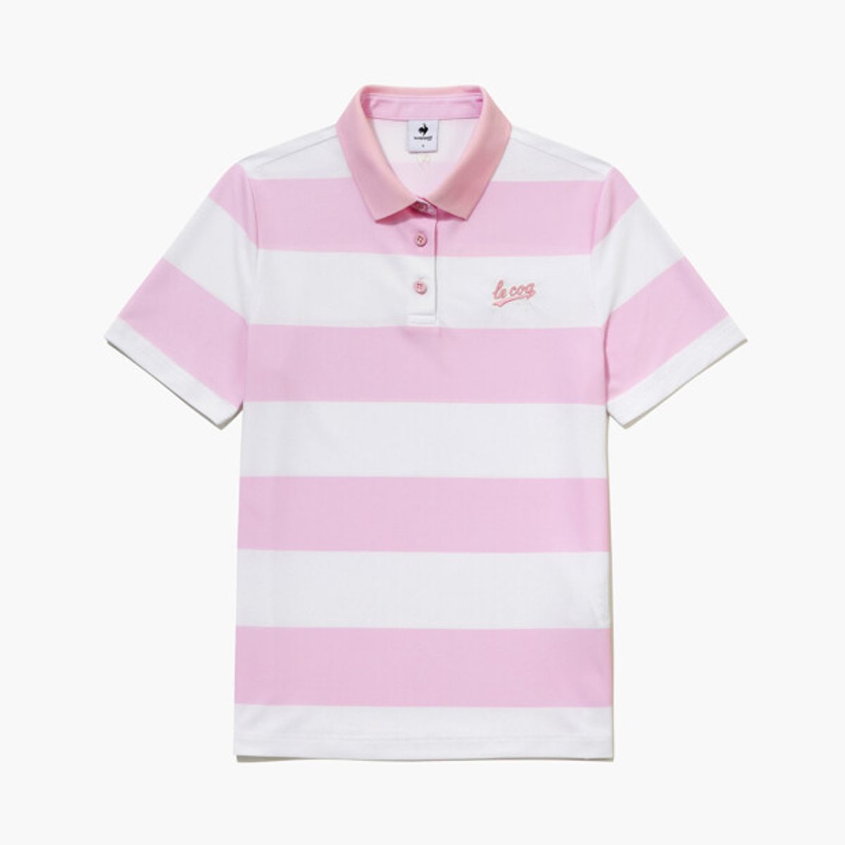 르꼬끄 골프(LECOQ GOLF) 여성 스트라이프 카라 반팔 티셔츠 _PINK GR122LTS34