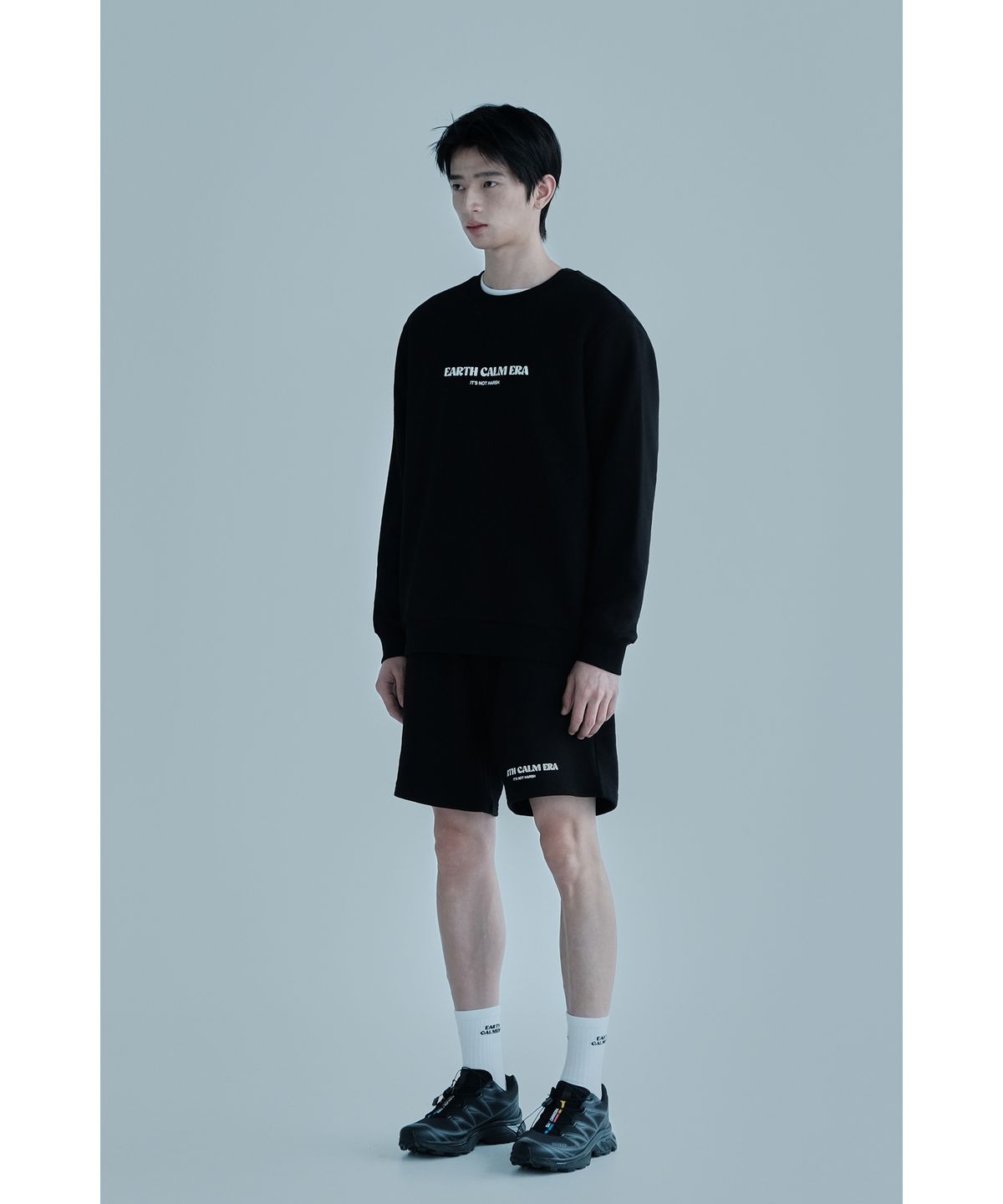 얼스캄에라(EARTH CALM ERA) 내추럴 데일리 스웨트 쇼츠_블랙