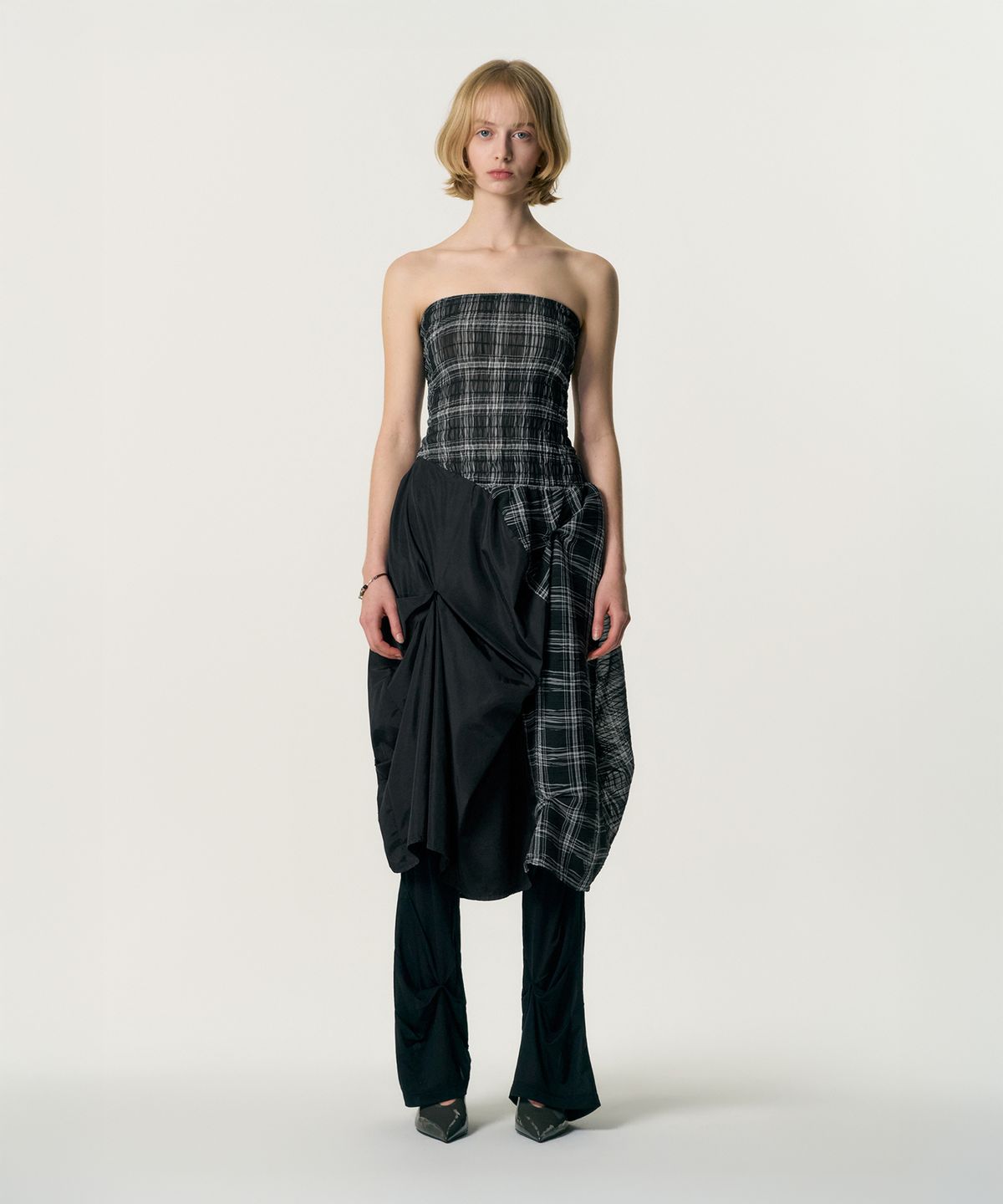 킴지수(KIMZISU) DOZI - Smocking Draped Dress_BLACK