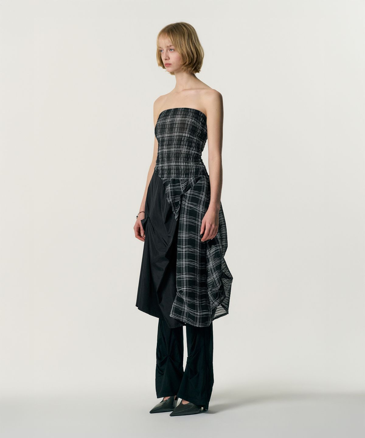 킴지수(KIMZISU) DOZI - Smocking Draped Dress_BLACK