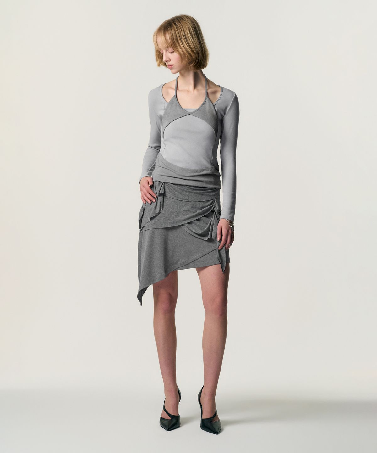킴지수(KIMZISU) Soft-Drape Jersey Skirt_GREY