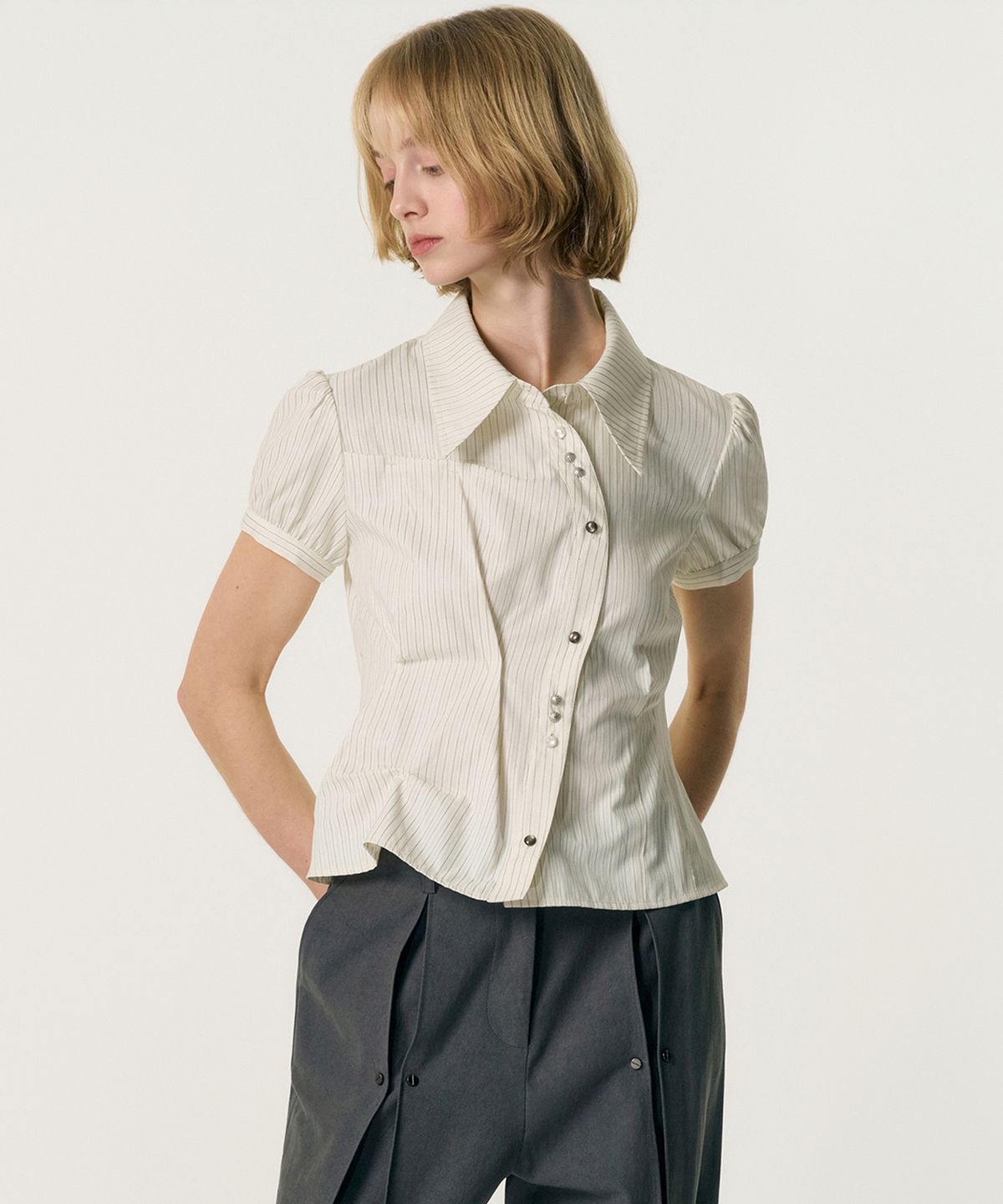 킴지수(KIMZISU) DOZI - Puffed Button Up Shirt_IVORY
