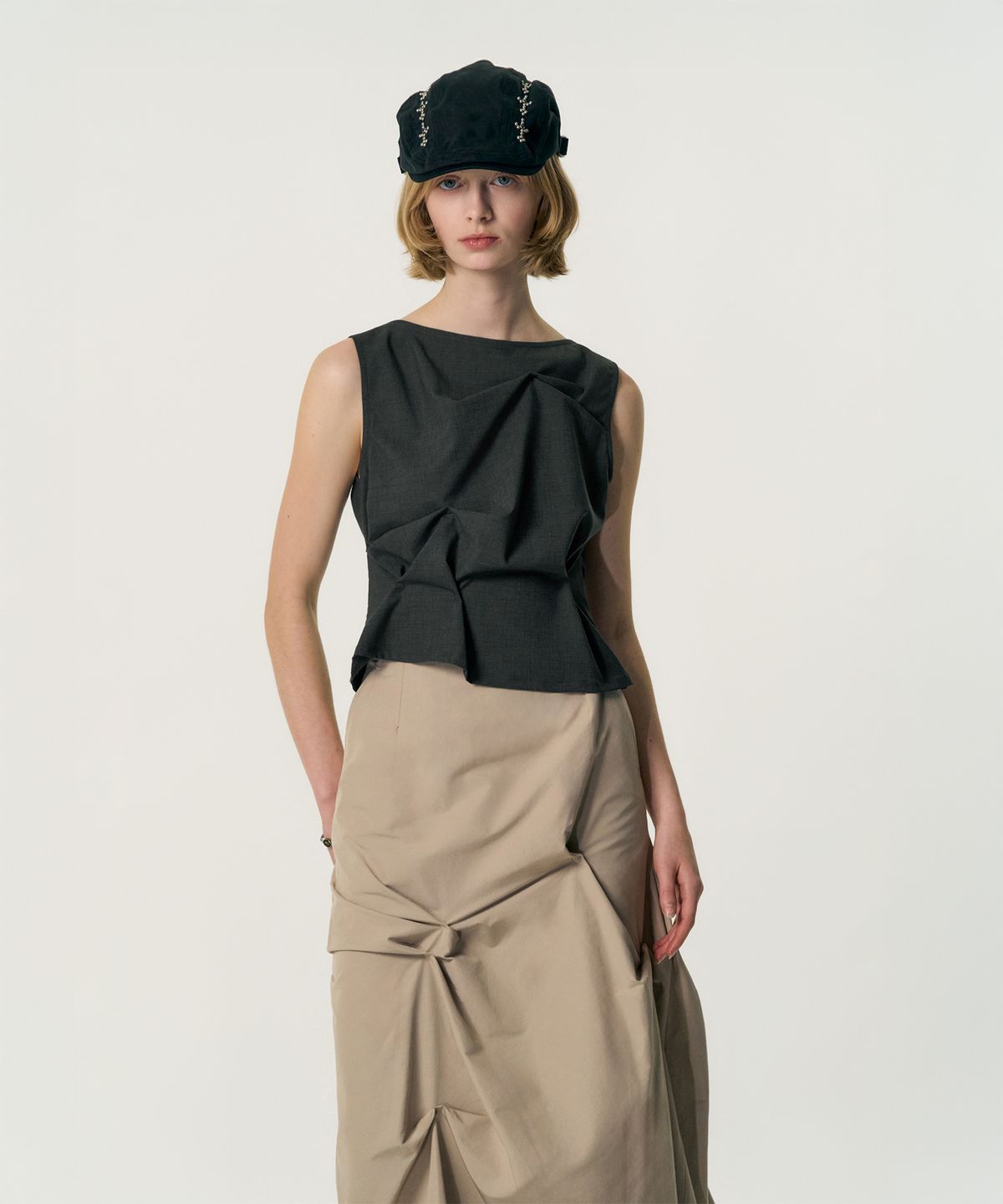 킴지수(KIMZISU) Pinched Sleeveless_DARK GREY