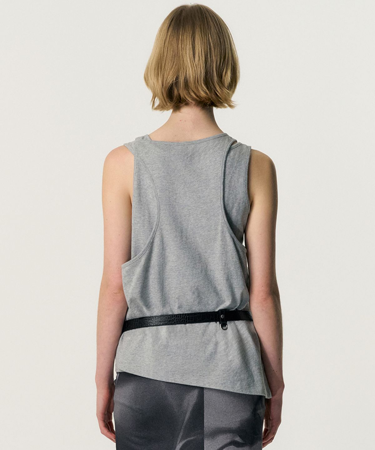 킴지수(KIMZISU) Pinched Layer Tank Top_GREY