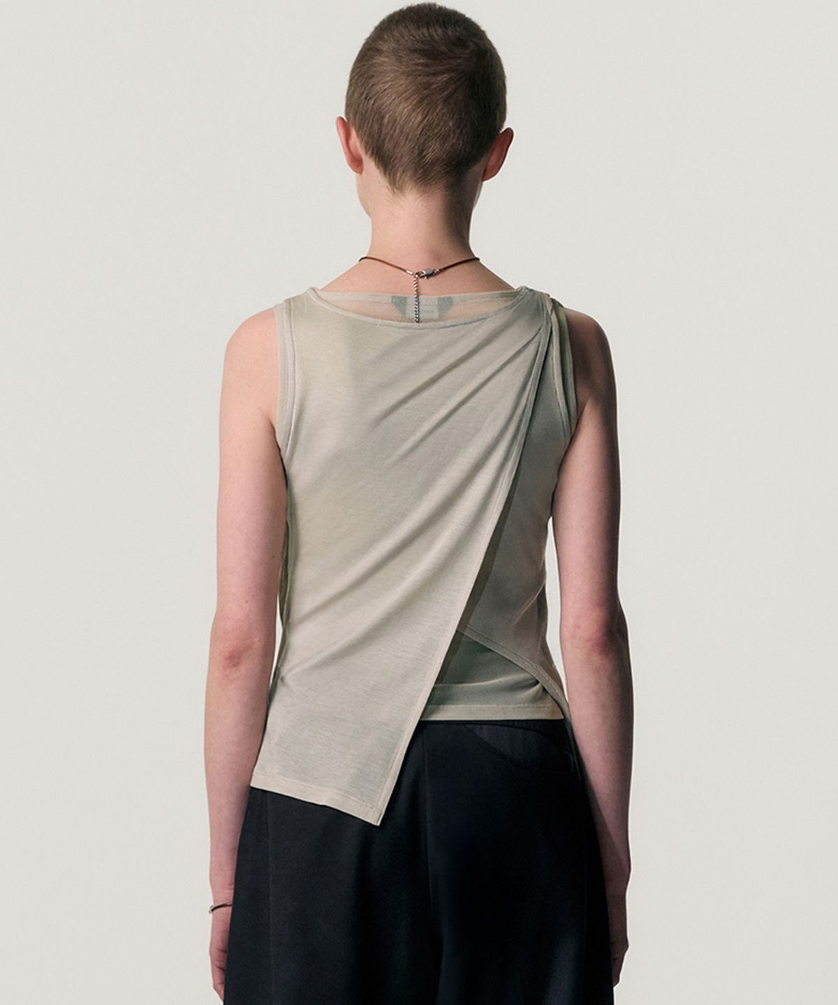 킴지수(KIMZISU) Overlay Curve Tank Top_OLIVE GREEN