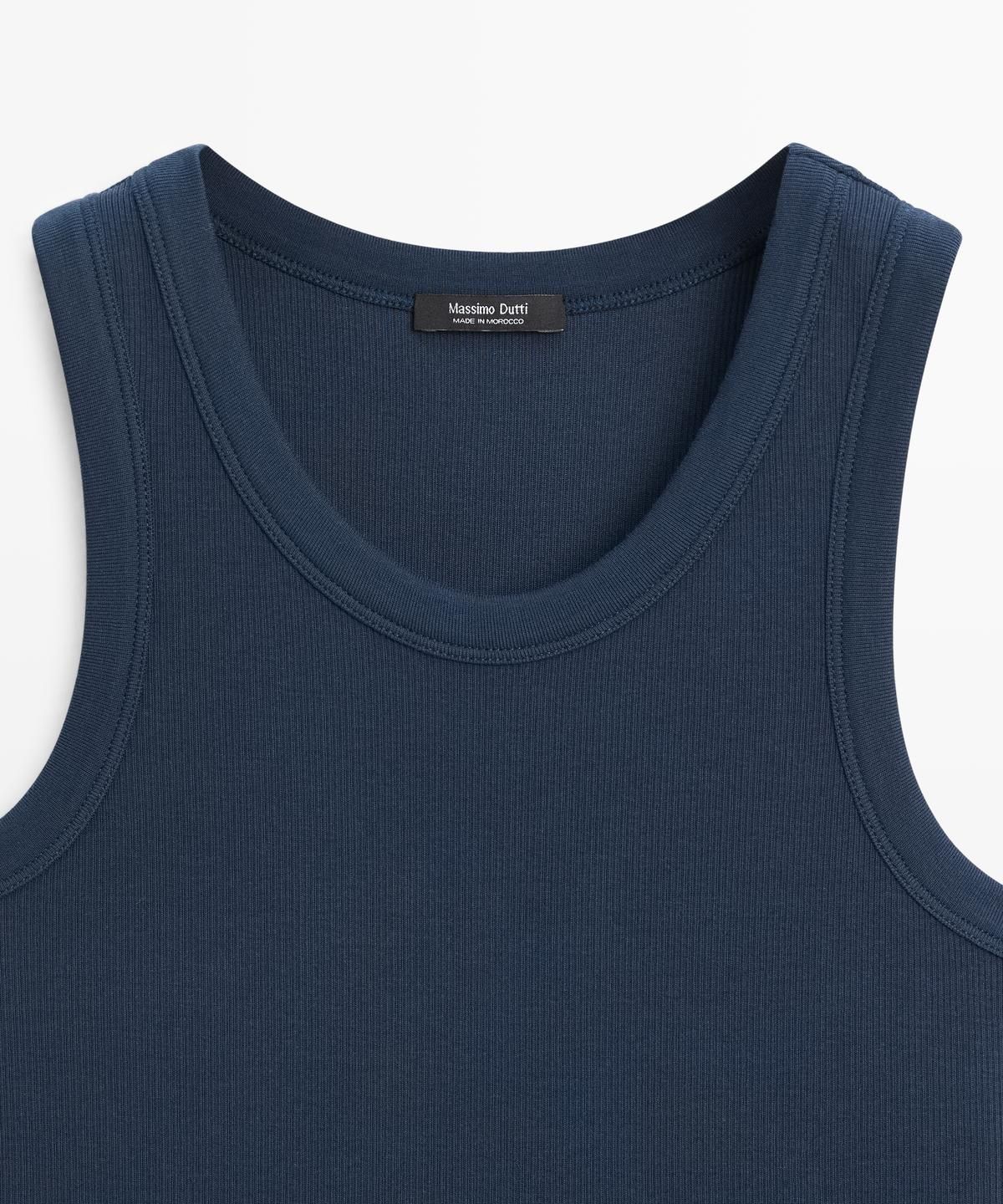 마시모두띠(MASSIMO DUTTI) 코튼 블렌드 홀터넥 티셔츠