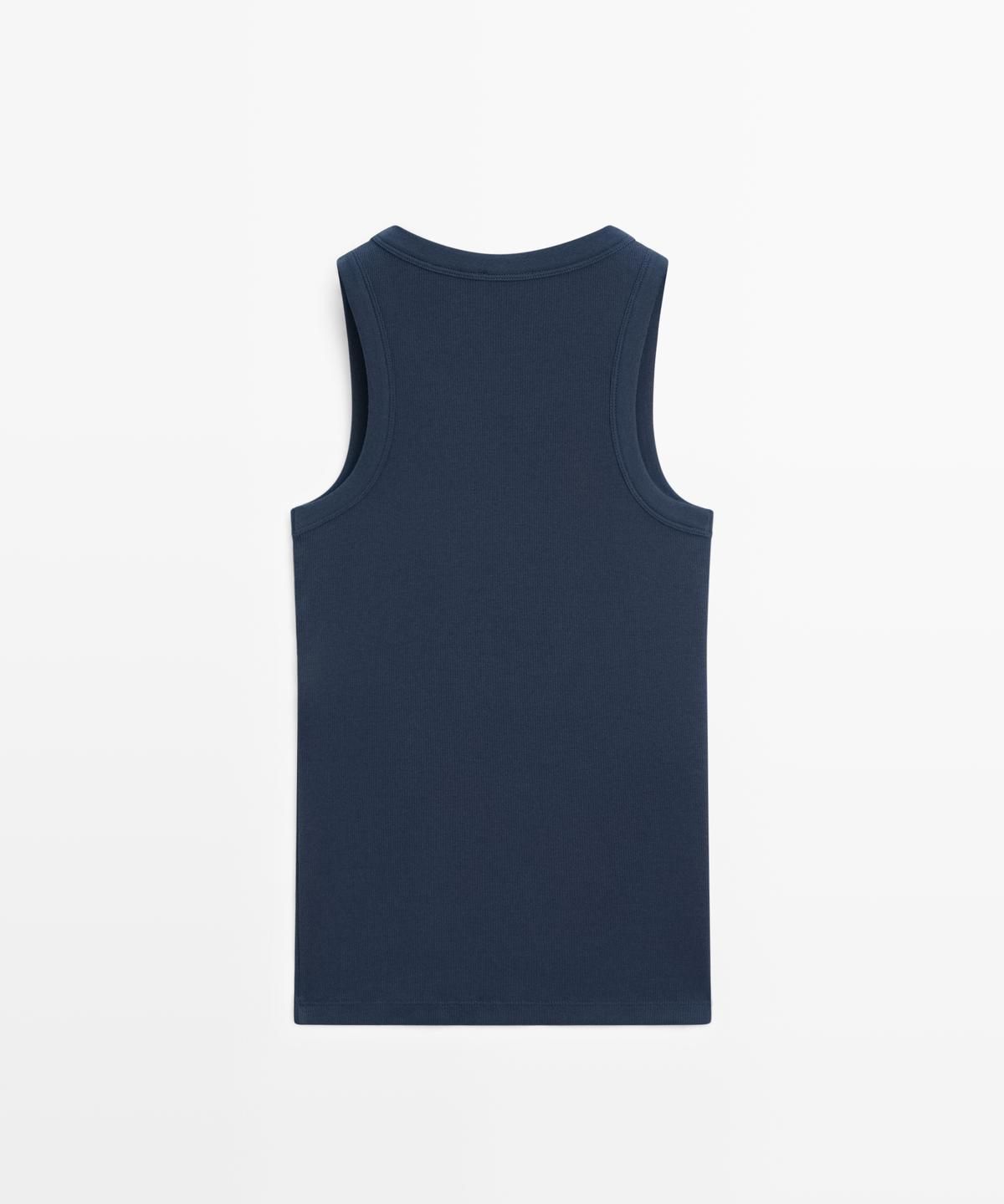 마시모두띠(MASSIMO DUTTI) 코튼 블렌드 홀터넥 티셔츠