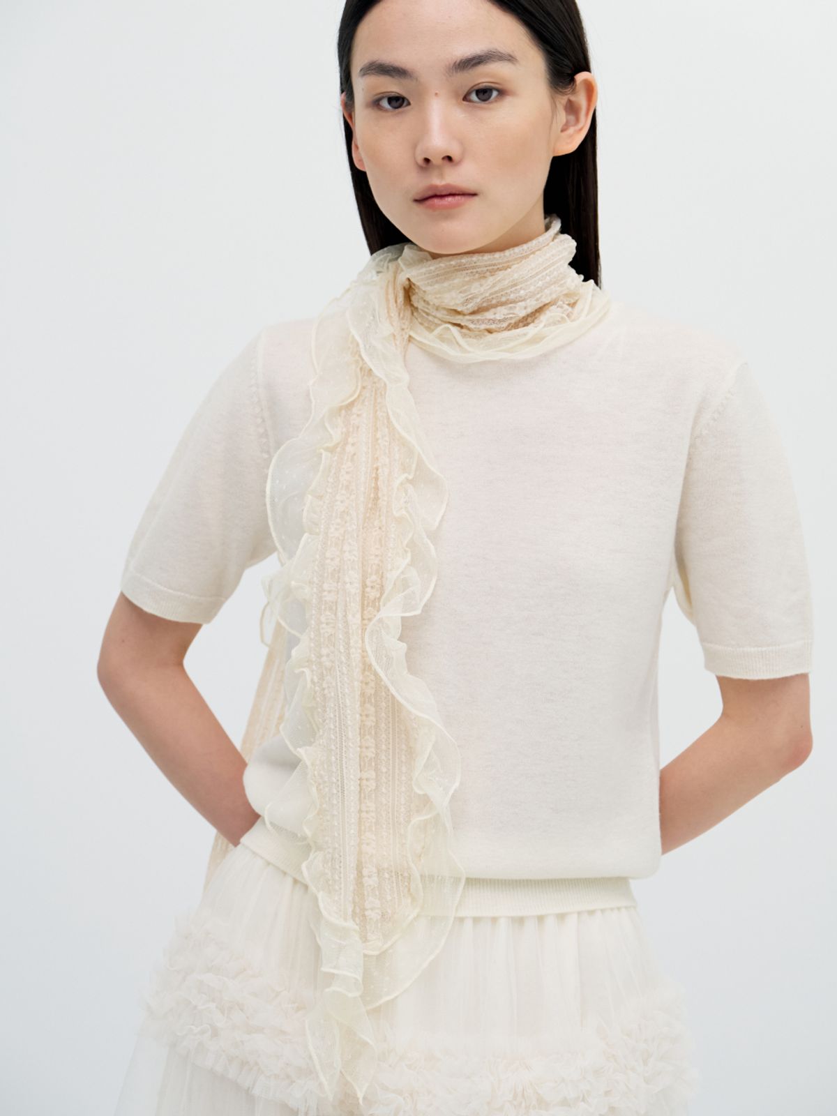 시오르(SIEOR) Vintage Guipure Veil Scarf_5colors
