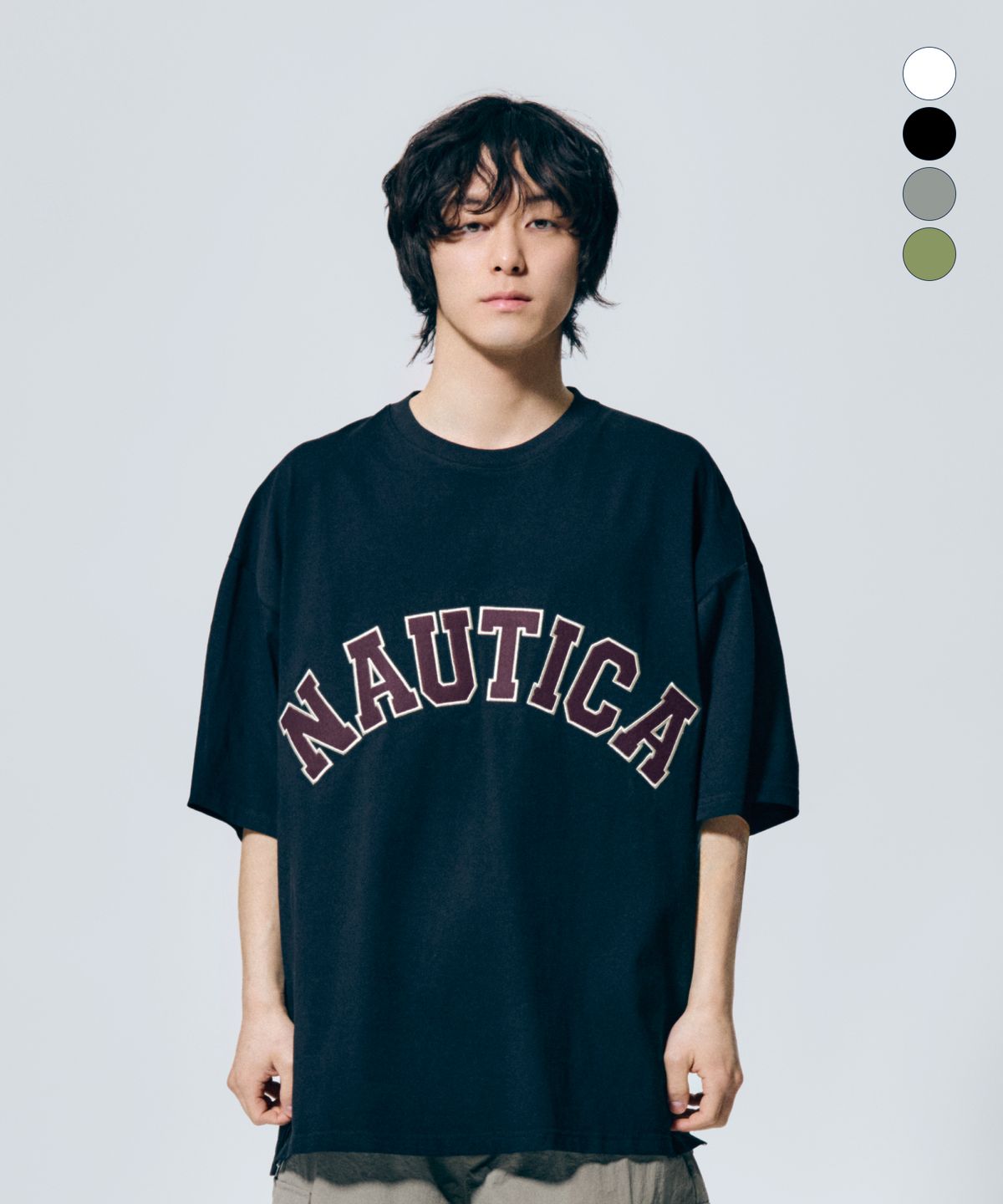 노티카(NAUTICA) 아치 로고 티셔츠(4colors) NTS4826