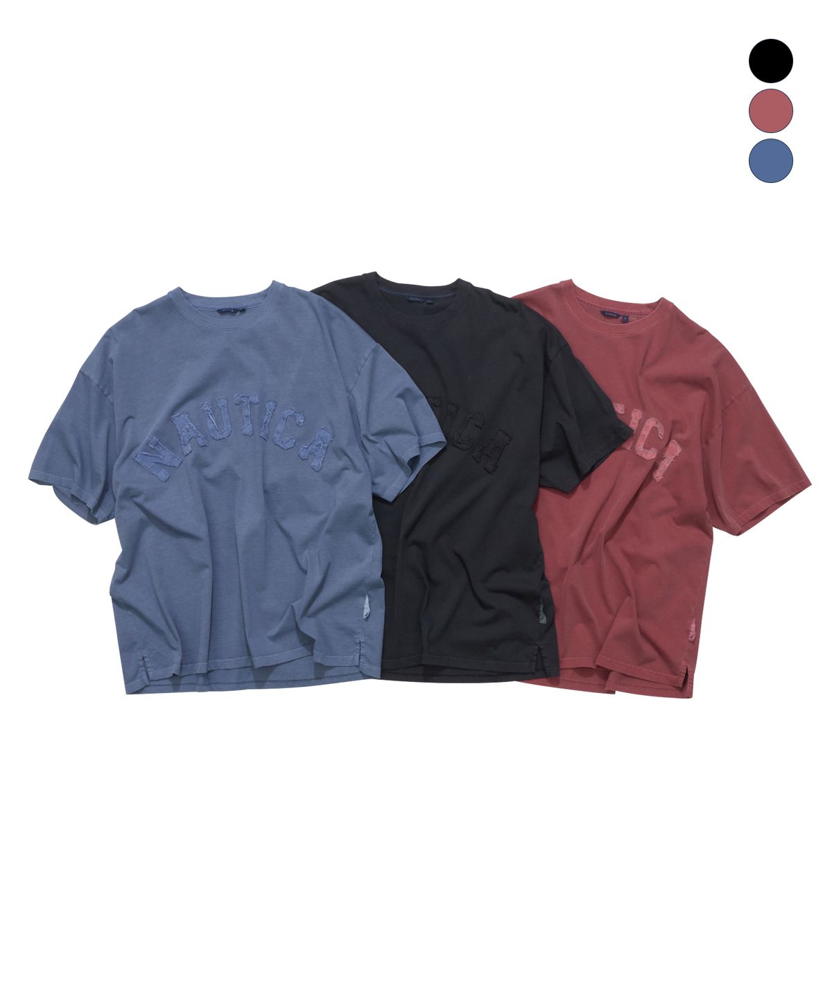 노티카(NAUTICA) 아치 로고 피그먼트 티셔츠(3colors) NTS4836